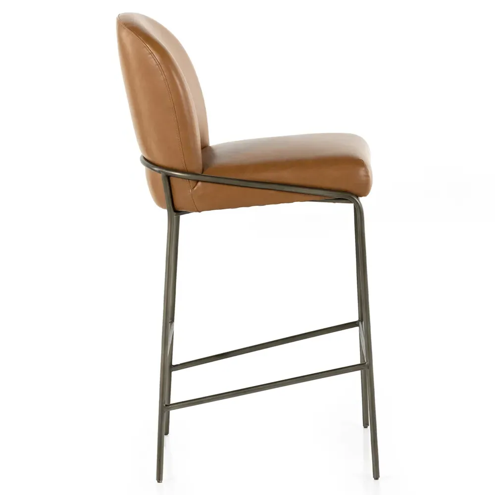 Astrid Bar Stool - Brown, Faux Leather