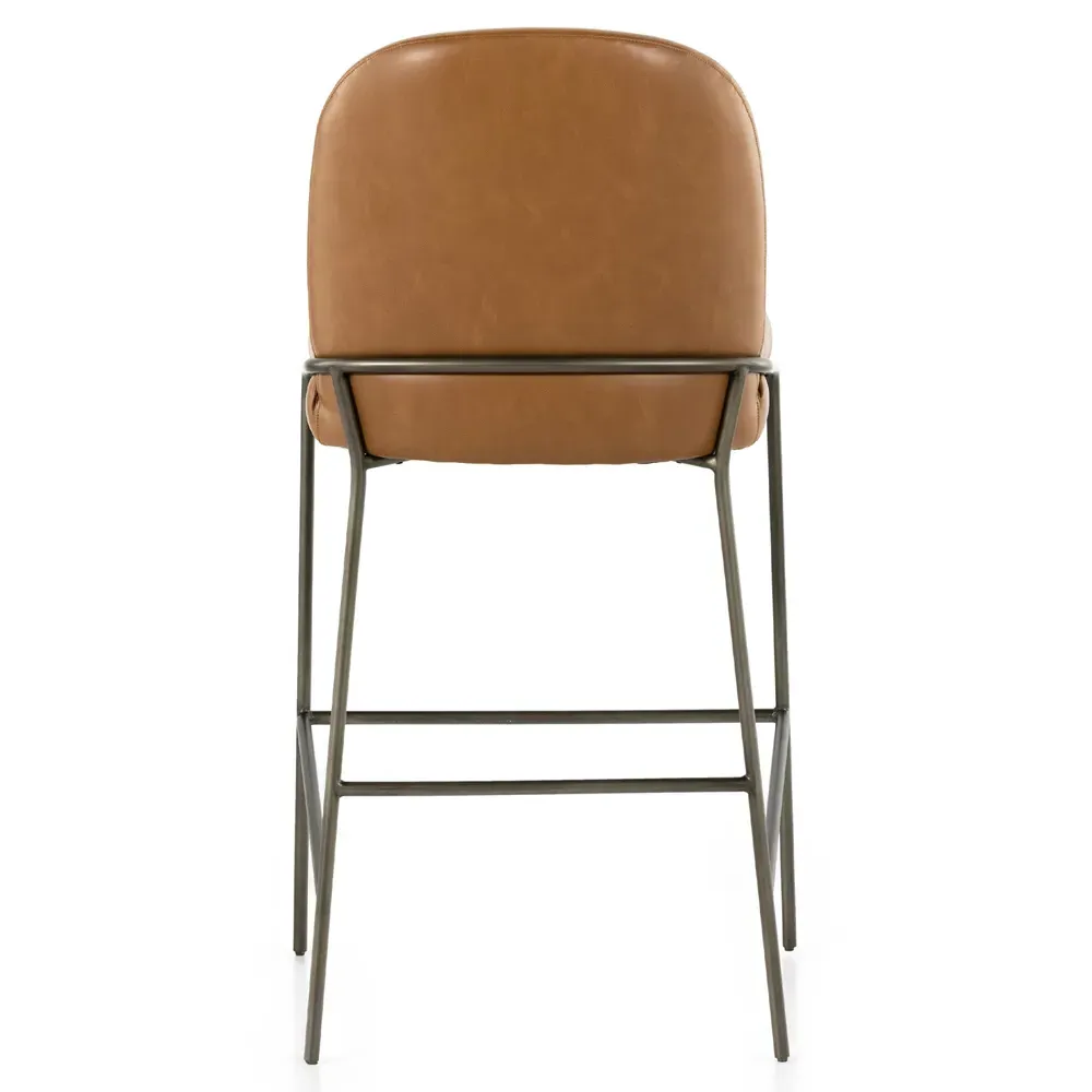 Astrid Bar Stool - Brown, Faux Leather