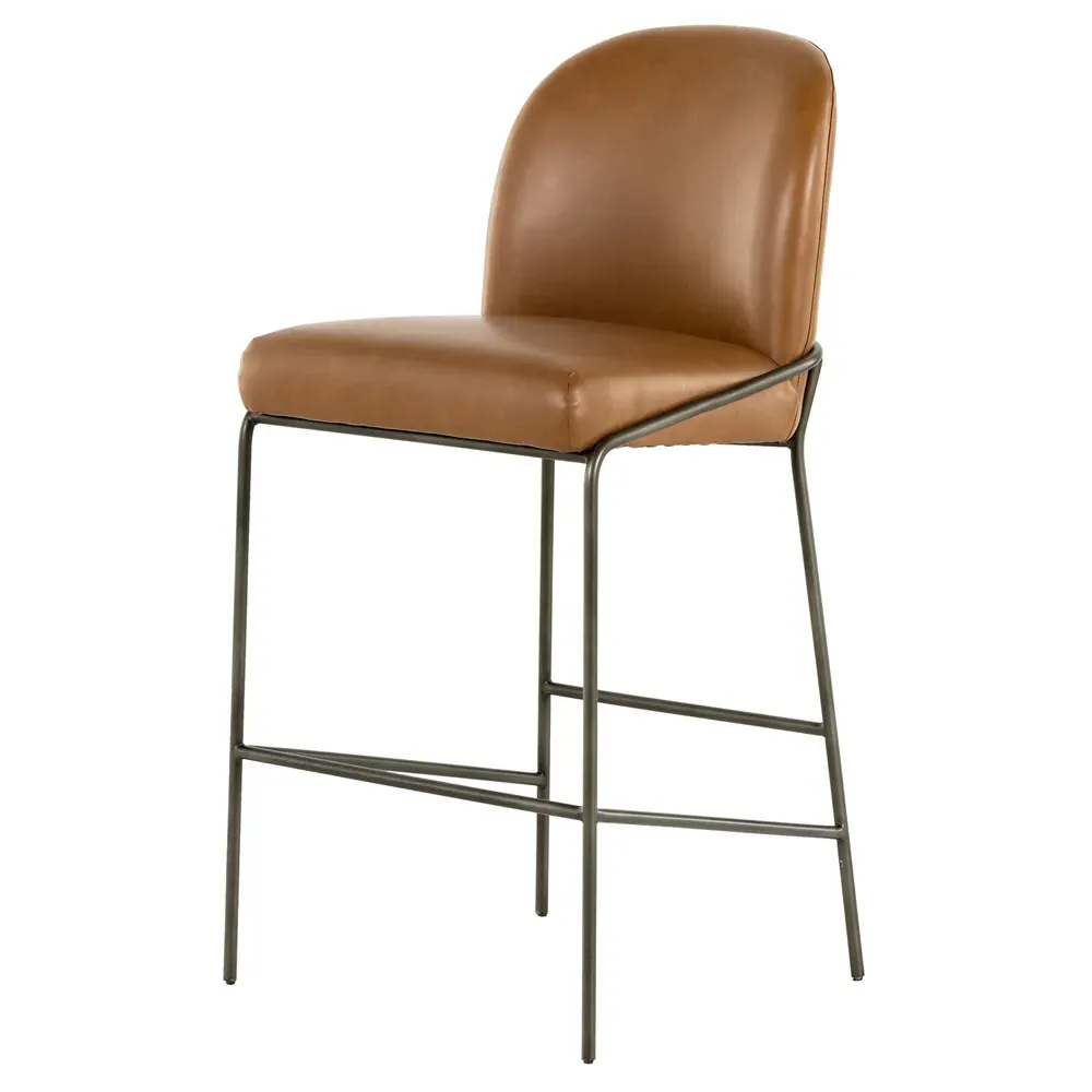 Astrid Bar Stool - Brown, Faux Leather