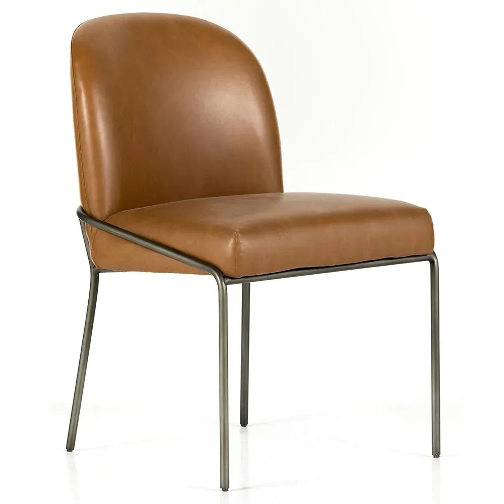 Astrid Dining Side Chair - Brown, Faux Leather