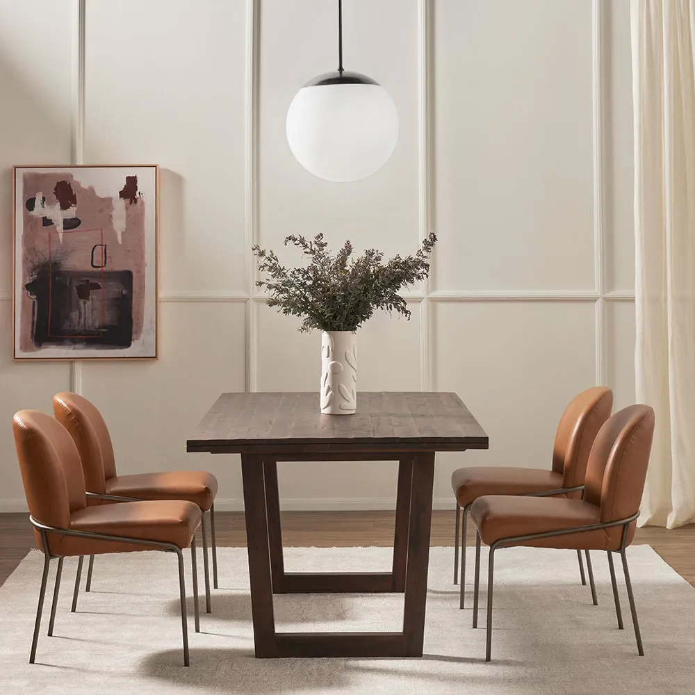 Astrid Dining Side Chair - Brown, Faux Leather