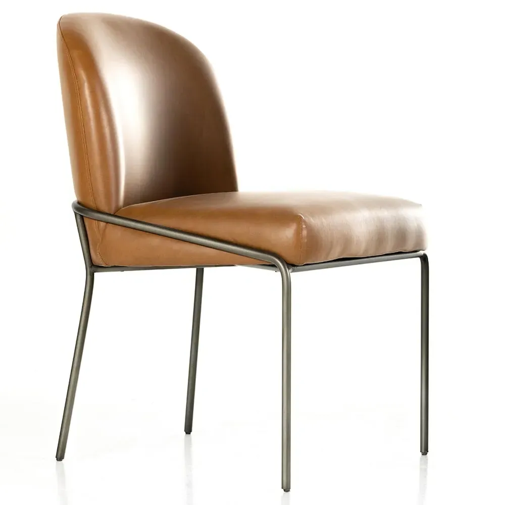 Astrid Dining Side Chair - Brown, Faux Leather