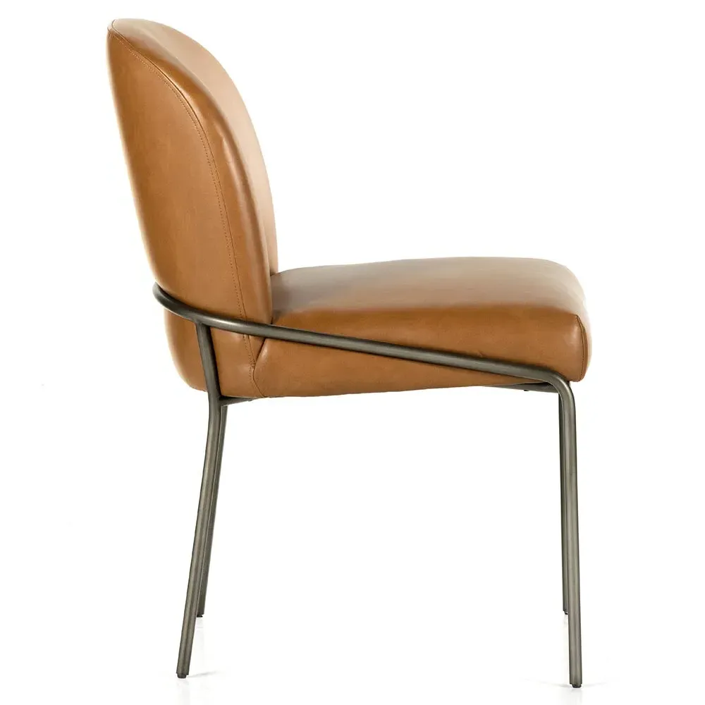 Astrid Dining Side Chair - Brown, Faux Leather