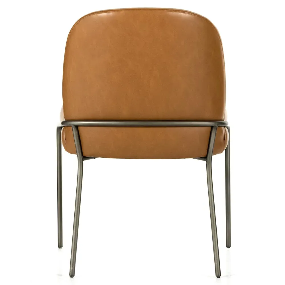 Astrid Dining Side Chair - Brown, Faux Leather