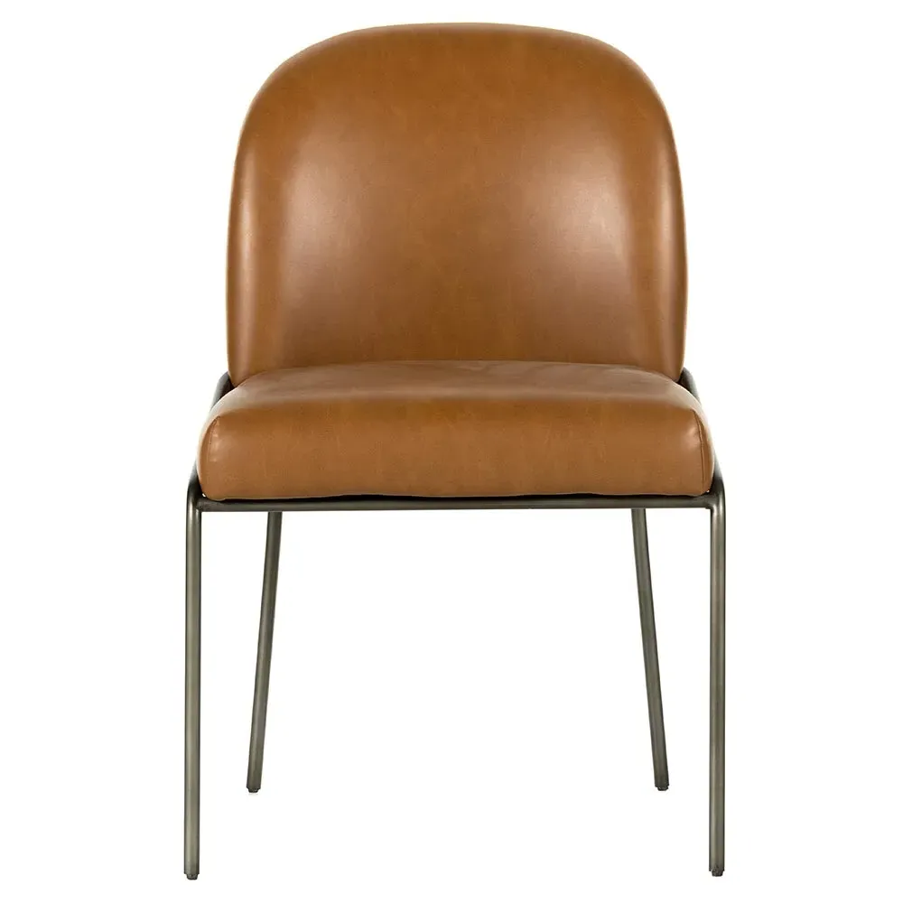 Astrid Dining Side Chair - Brown, Faux Leather image