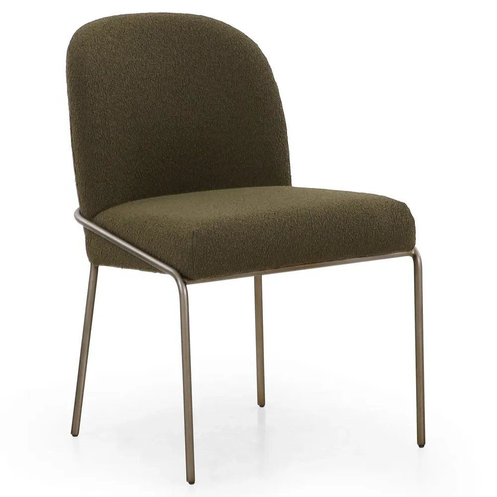 Astrid Dining Side Chair - Green, Boucle