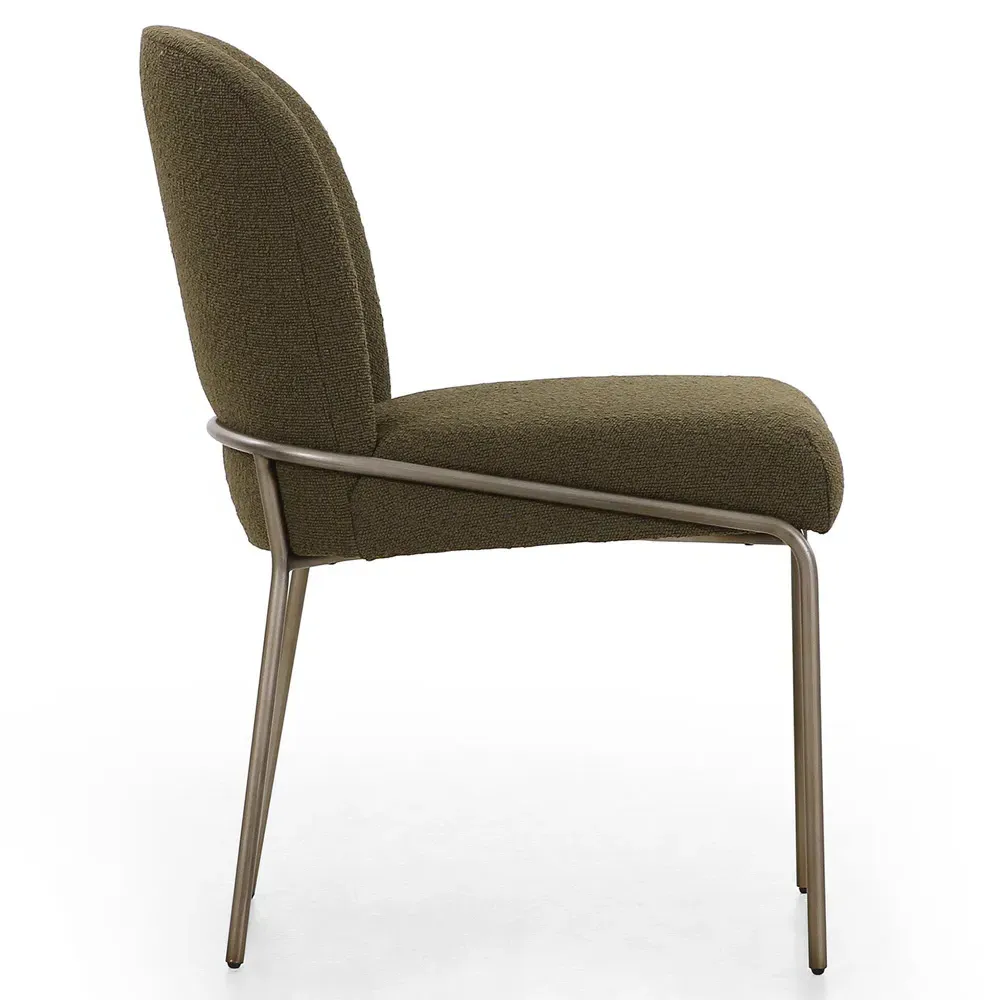 Astrid Dining Side Chair - Green, Boucle