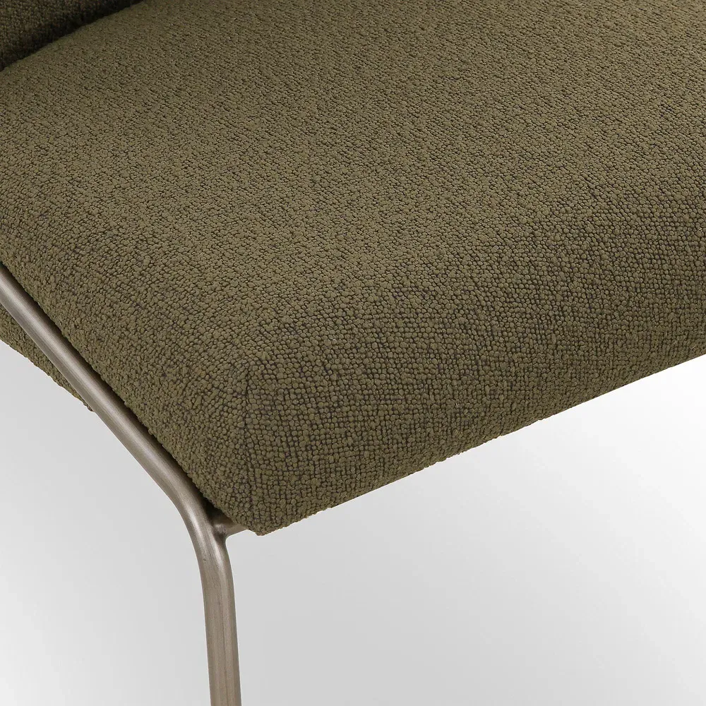 Astrid Dining Side Chair - Green, Boucle