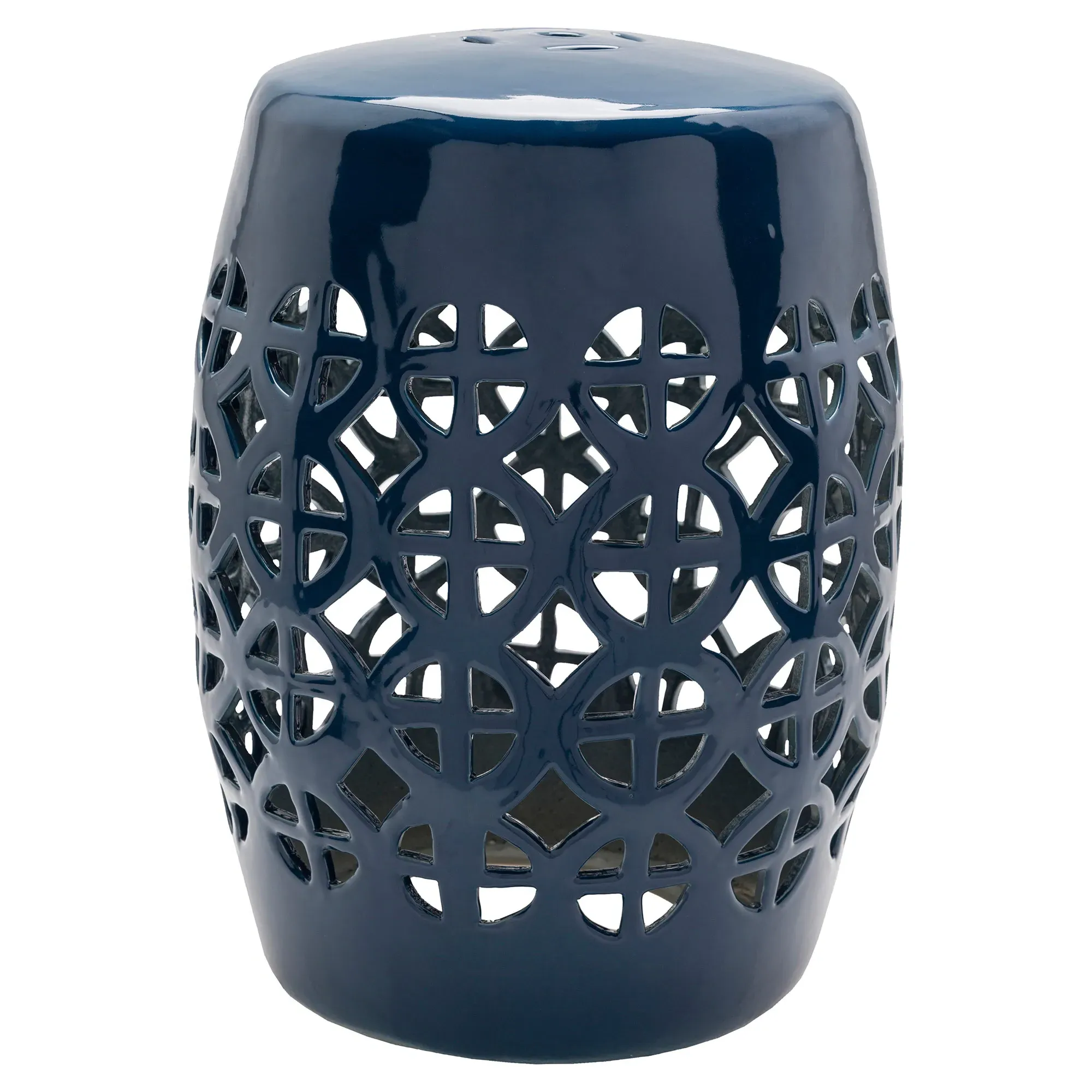 Astrid Round Garden Stool - Navy Blue, Ceramic image