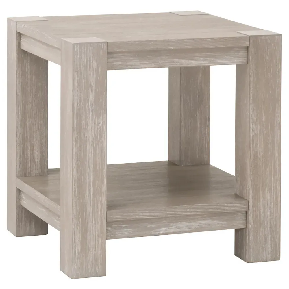 Astrid Side Table with Storage - Natural Grey, Wood