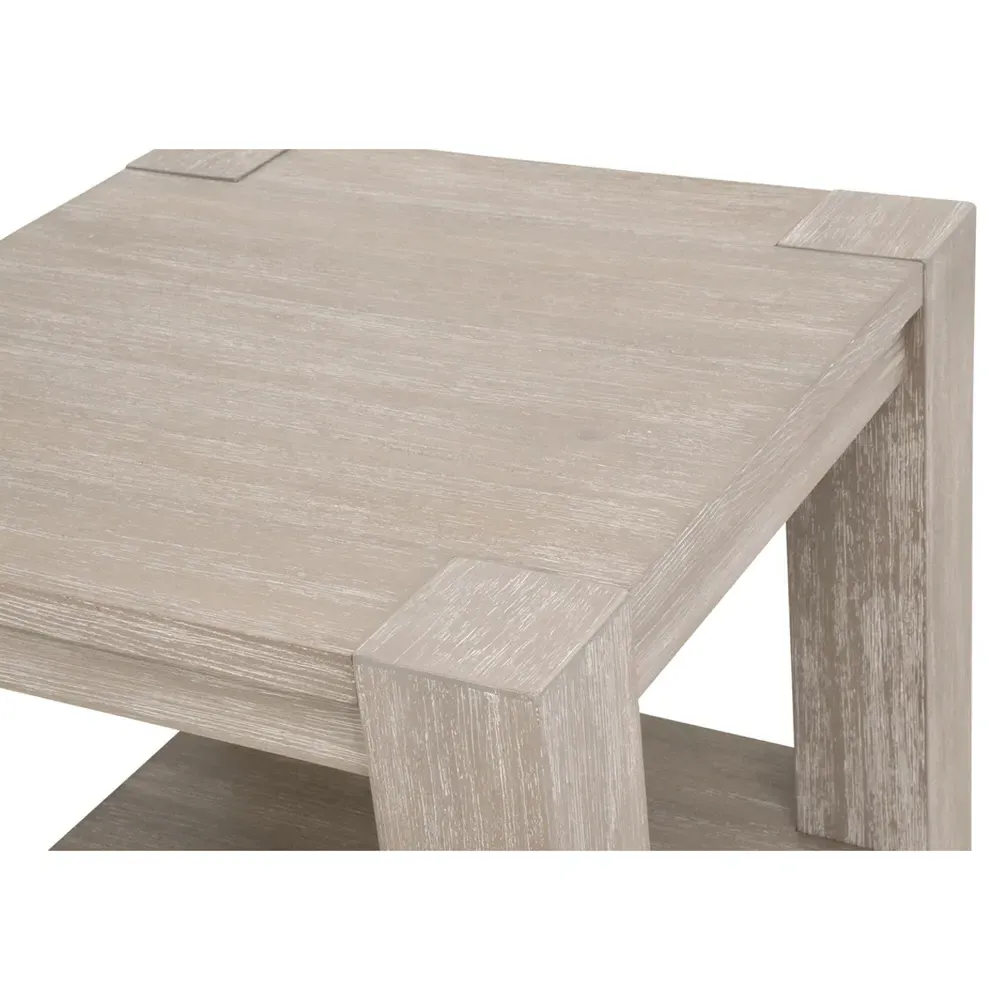 Astrid Side Table with Storage - Natural Grey, Wood