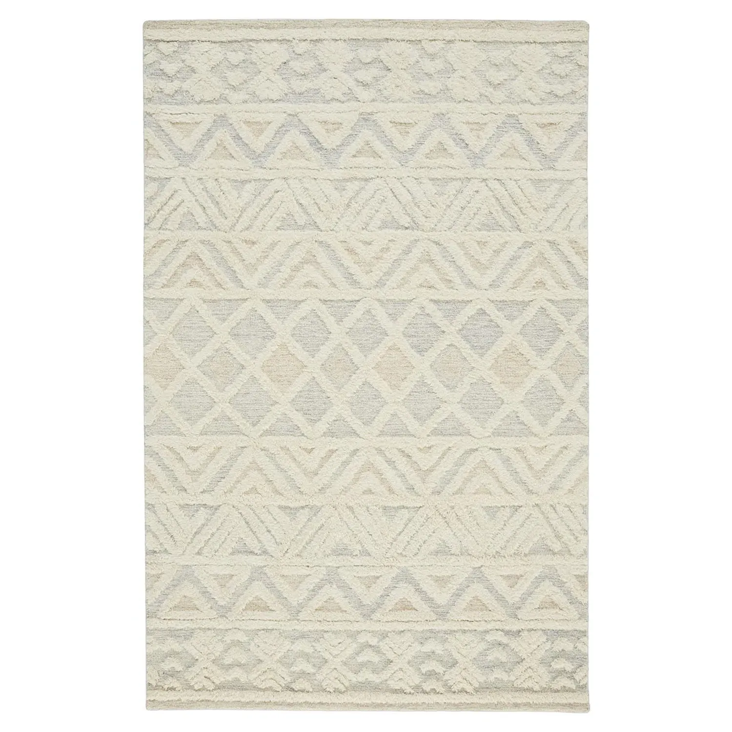 Atarah Blue Accent Shag Rug - Cream, Wool
