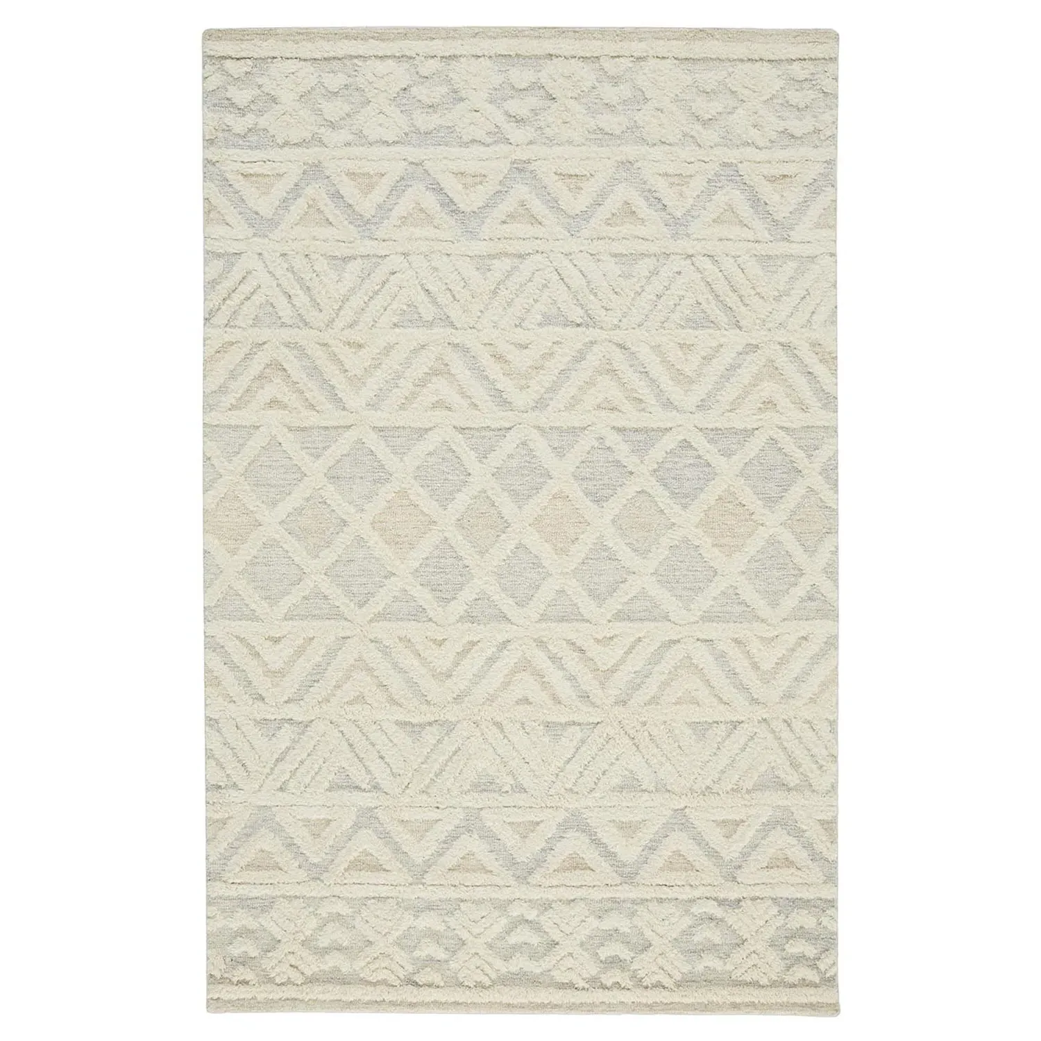 Atarah Blue Accent Shag Rug - Cream, Wool