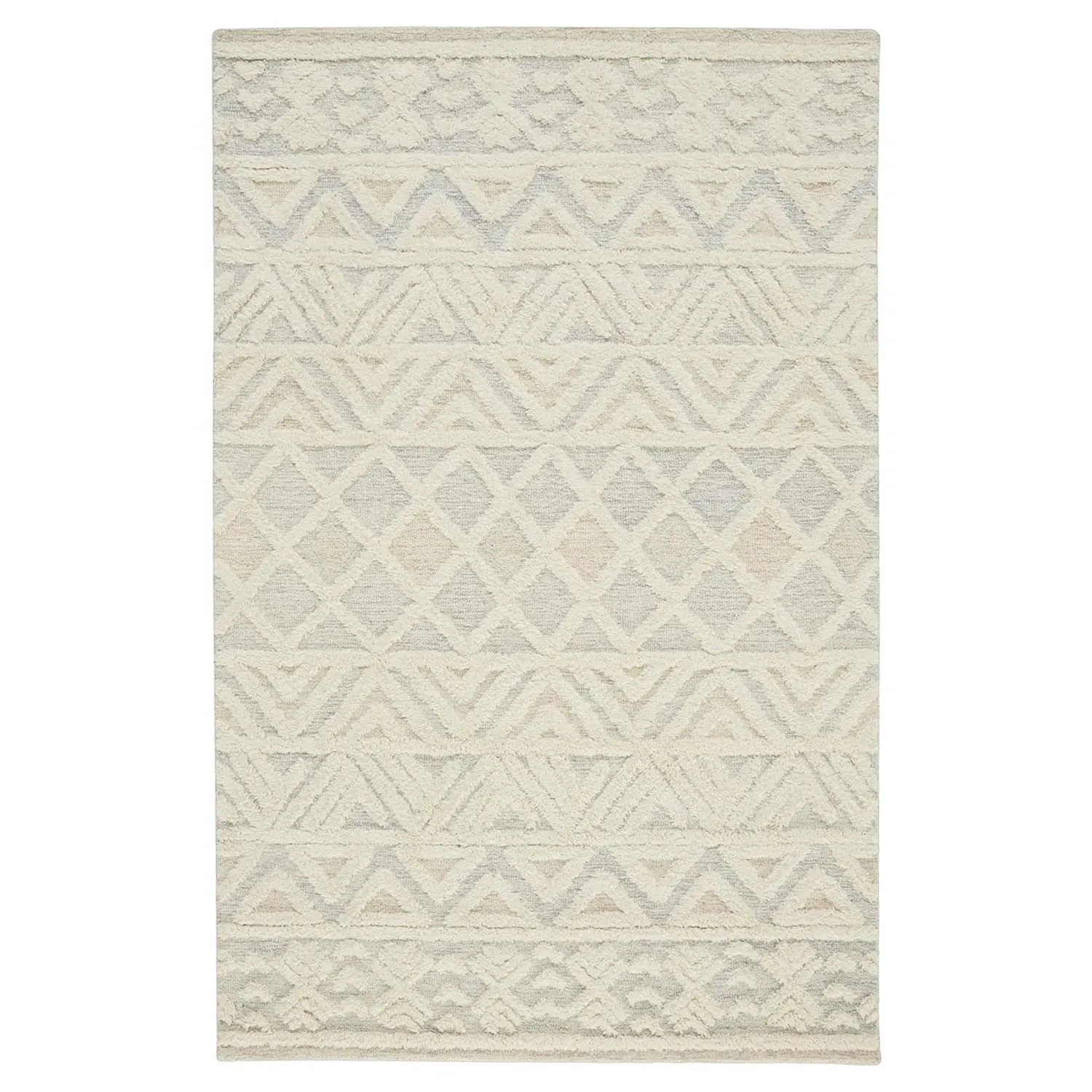 Atarah Blue Accent Shag Rug - Cream, Wool