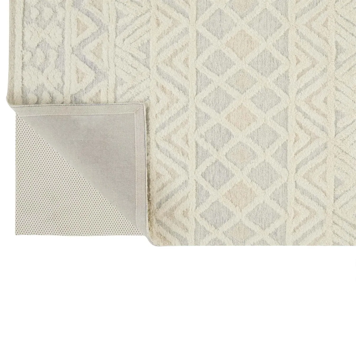 Atarah Blue Accent Shag Rug - Cream, Wool