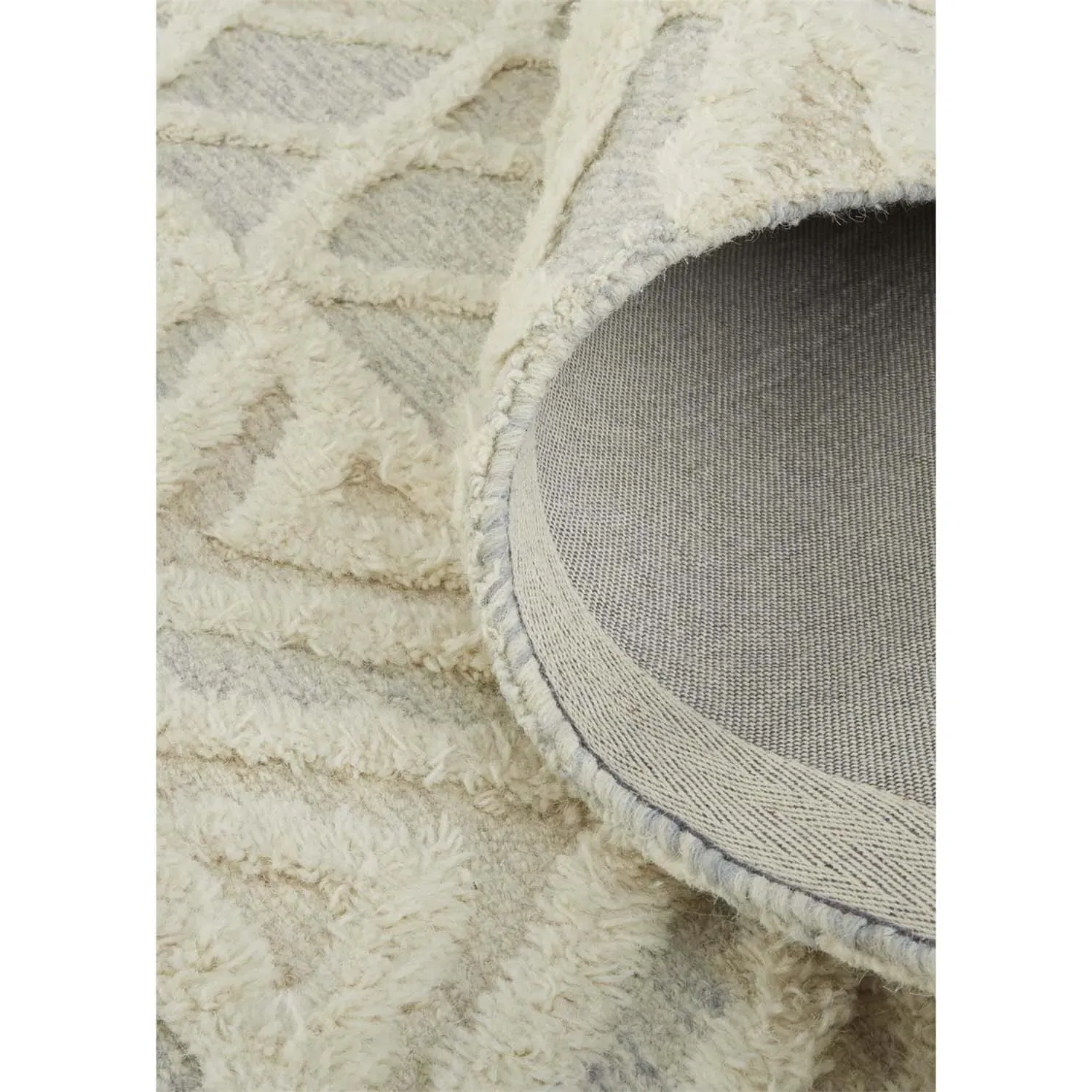 Atarah Blue Accent Shag Rug - Cream, Wool