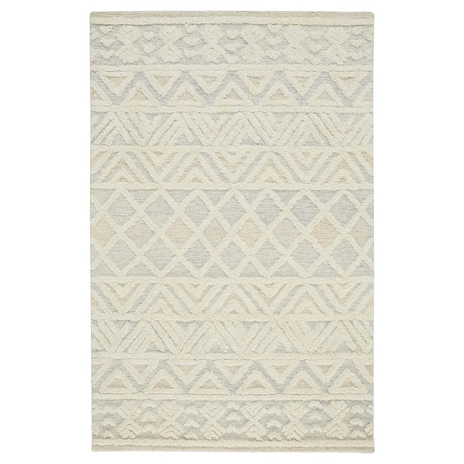 Atarah Blue Accent Shag Rug - Cream, Wool