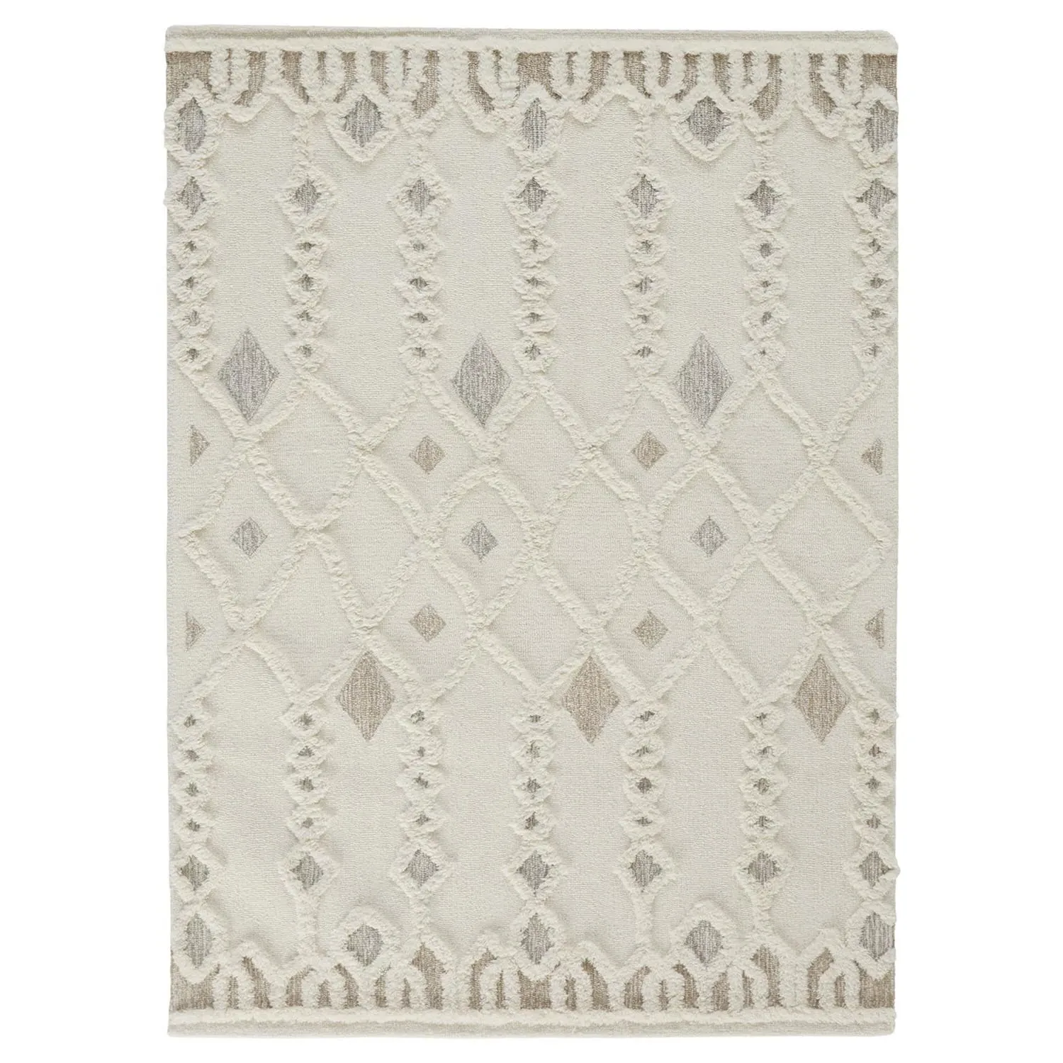 Atarah Geometric Patterned Rug - Cream, Wool