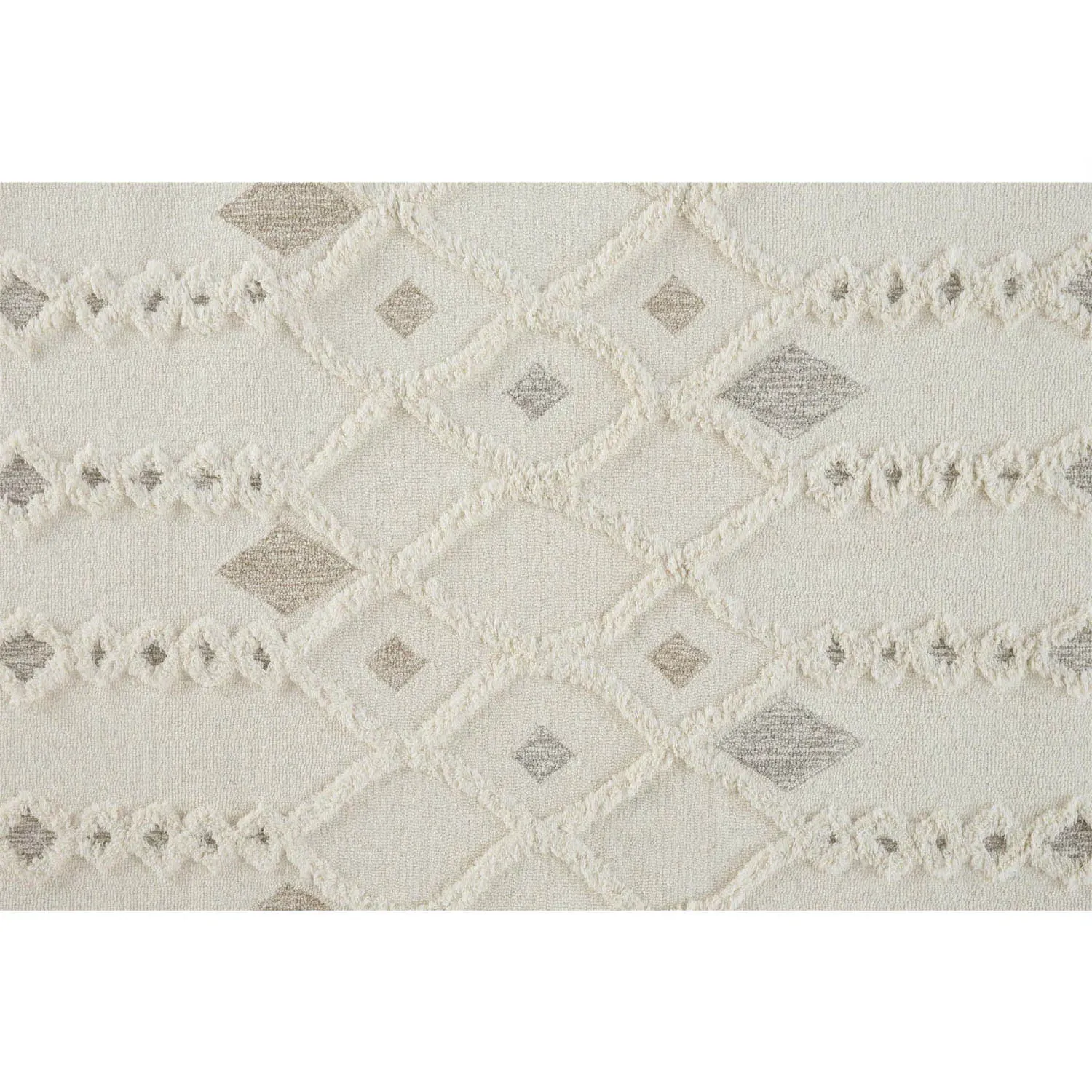 Atarah Geometric Patterned Rug - Cream, Wool