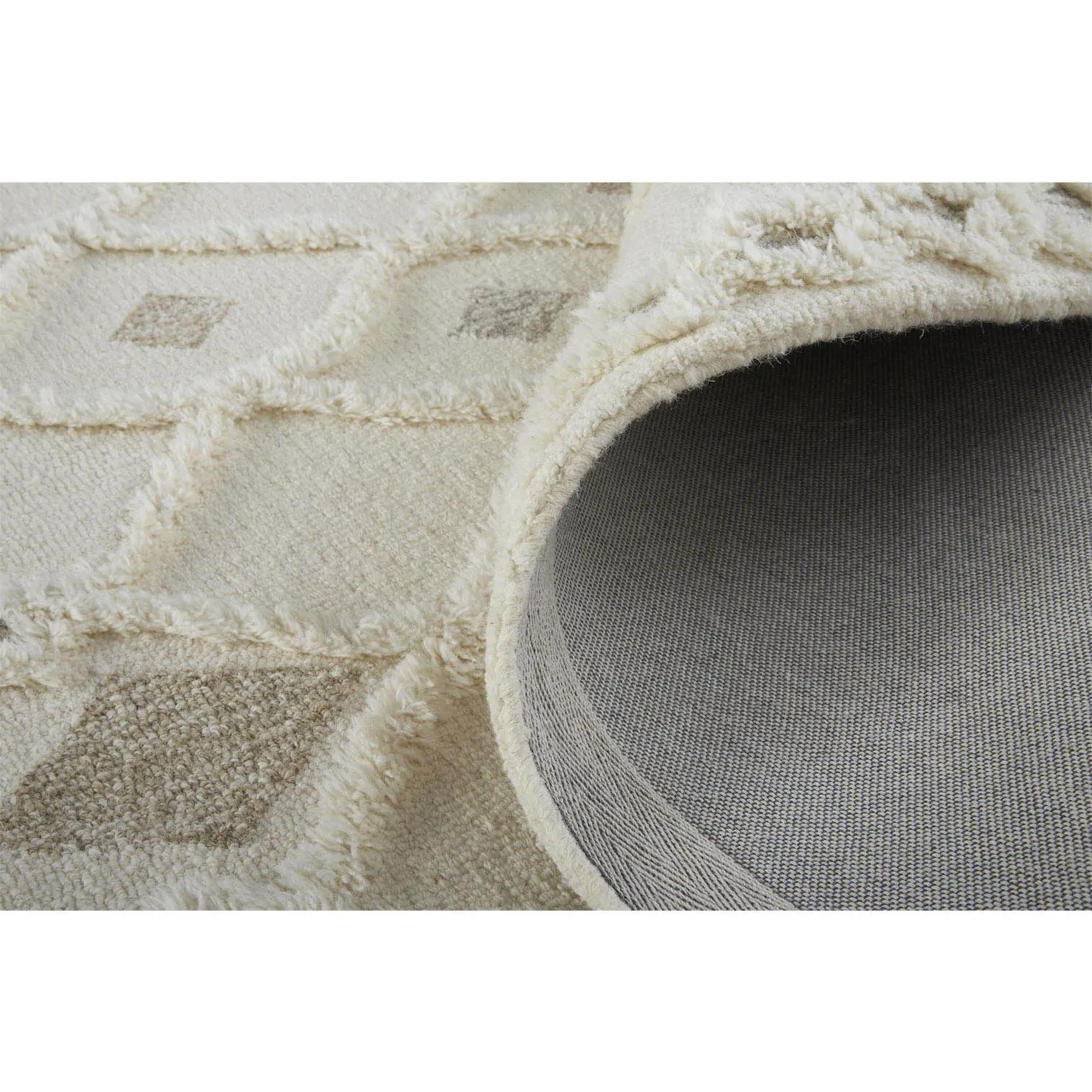 Atarah Geometric Patterned Rug - Cream, Wool