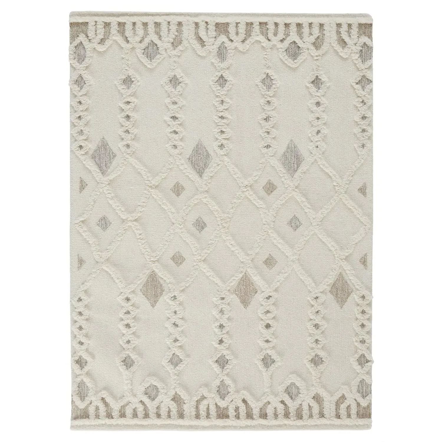 Atarah Geometric Patterned Rug - Cream, Wool