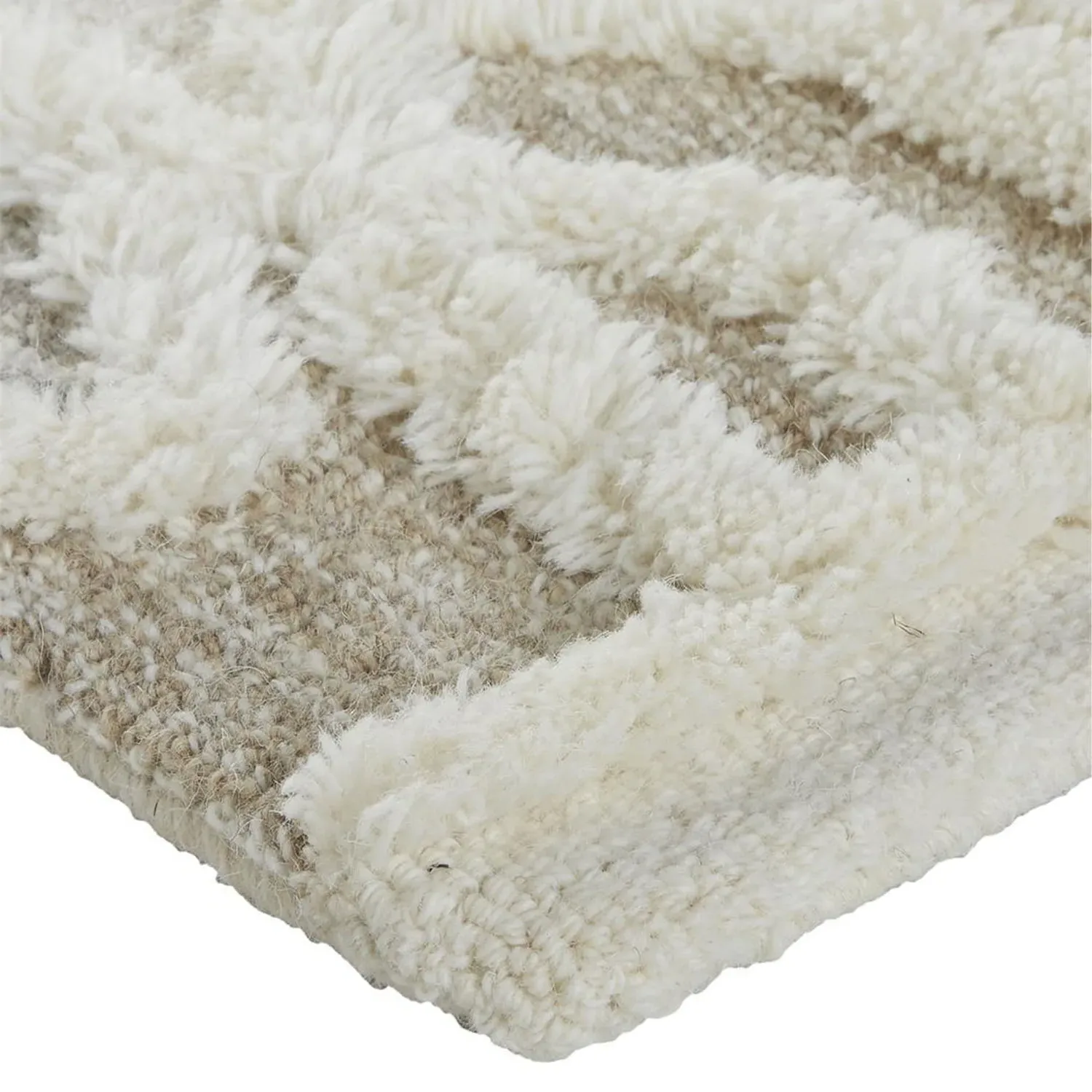 Atarah Geometric Patterned Rug - Cream, Wool