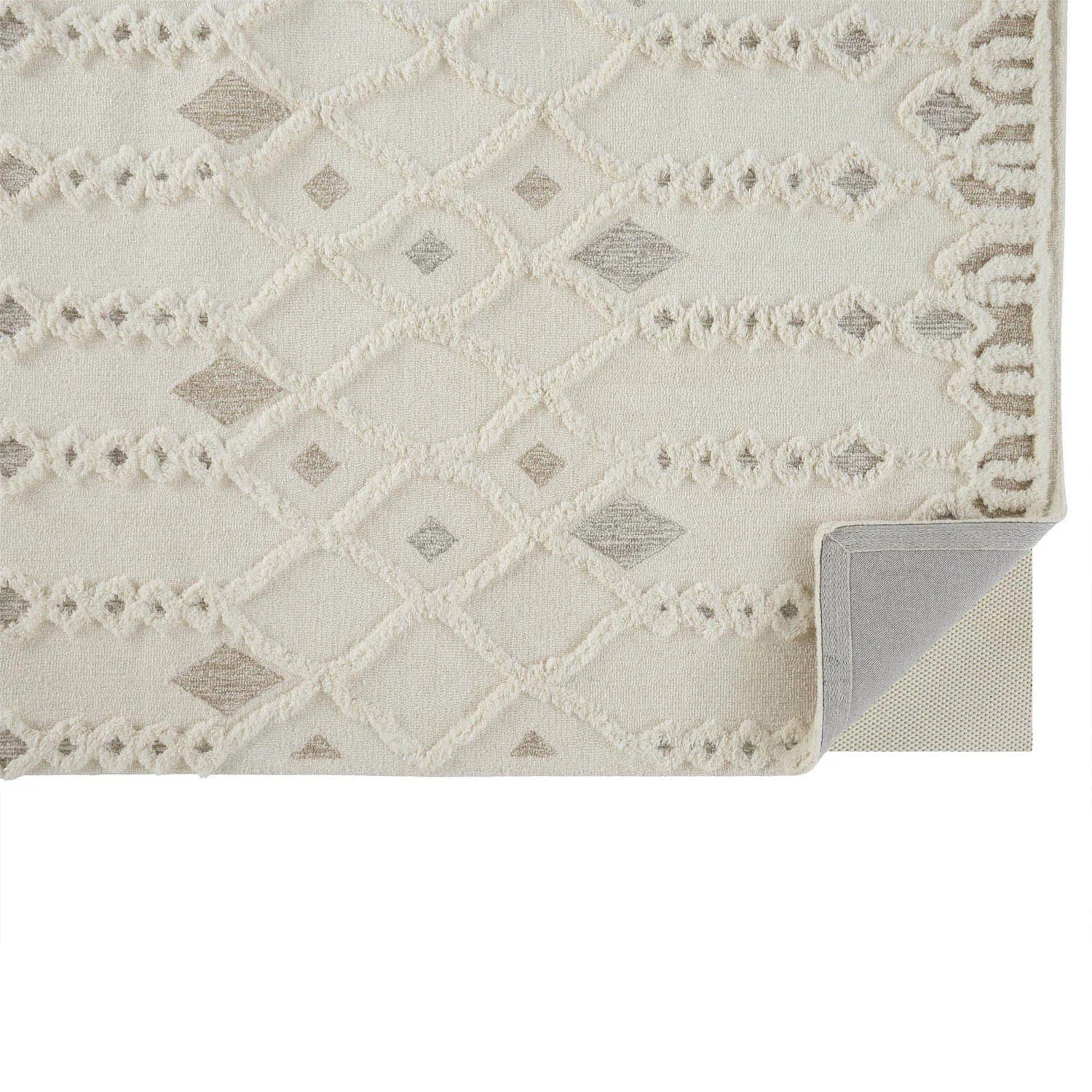 Atarah Geometric Patterned Rug - Cream, Wool