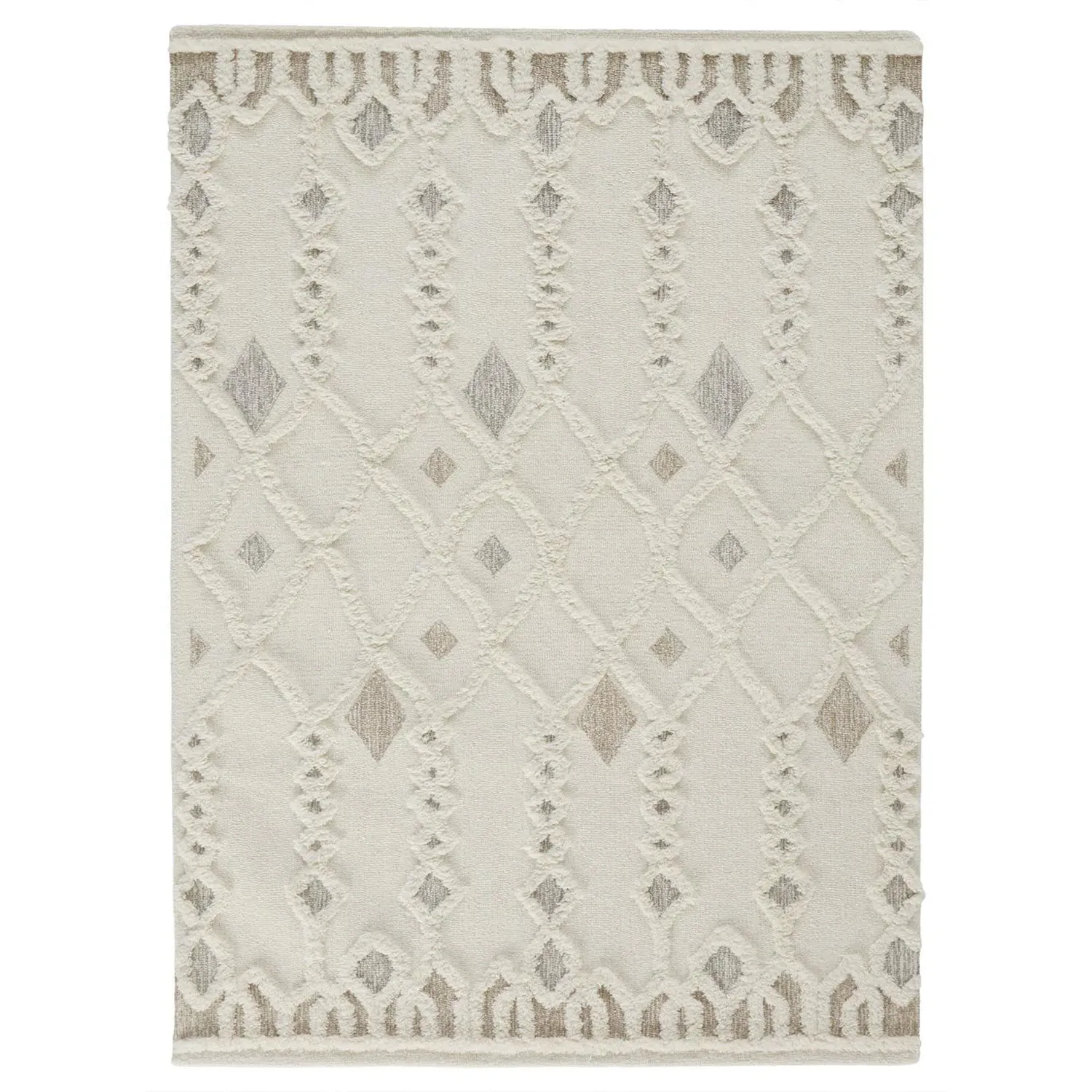 Atarah Geometric Patterned Rug - Cream, Wool
