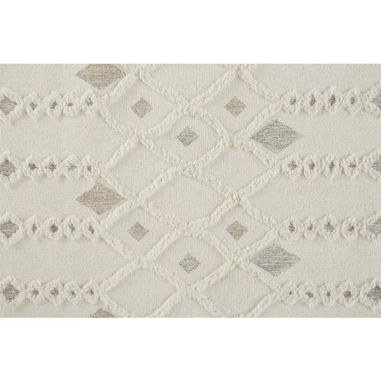 Atarah Geometric Patterned Rug - Cream, Wool