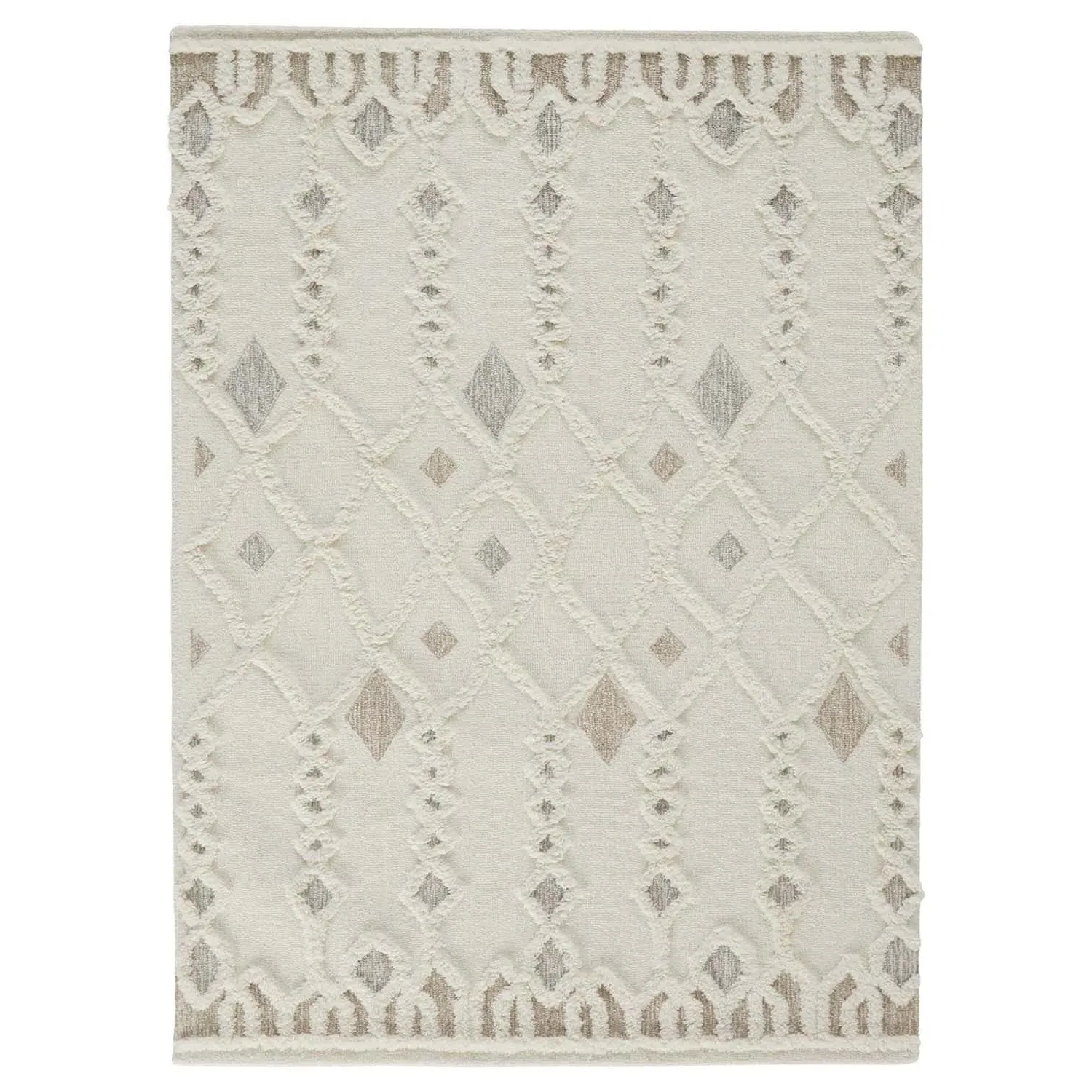 Atarah Geometric Patterned Rug - Cream, Wool
