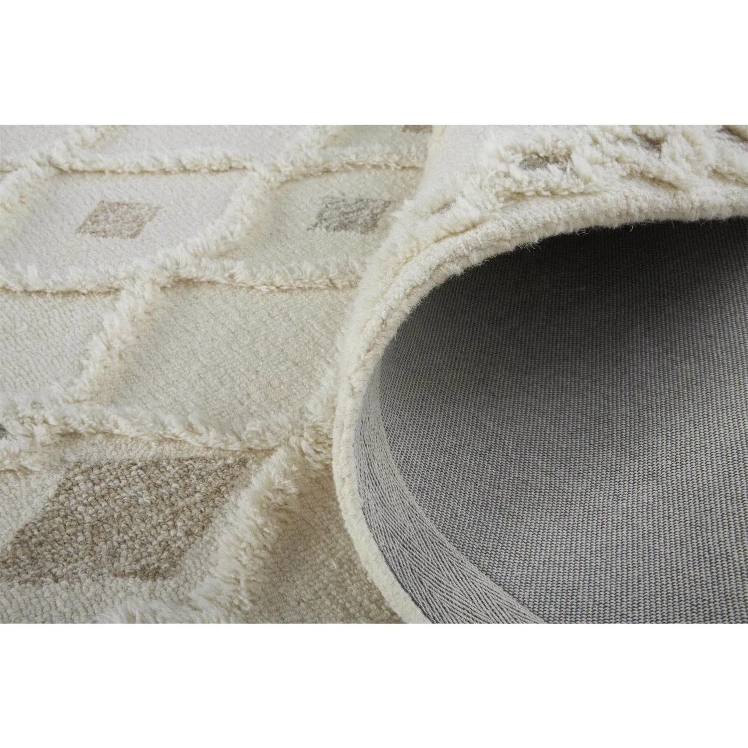 Atarah Geometric Patterned Rug - Cream, Wool