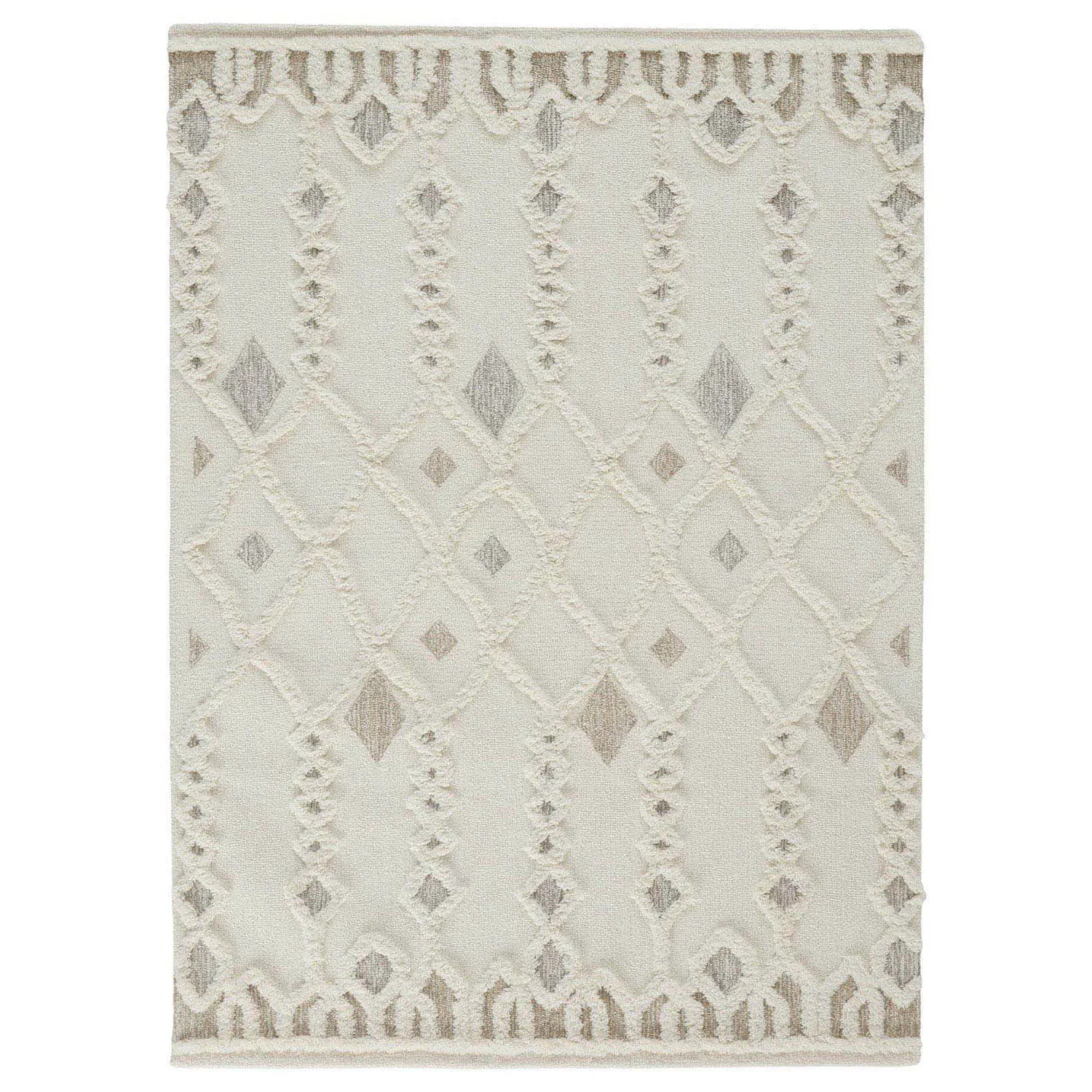 Atarah Geometric Patterned Rug - Cream, Wool image