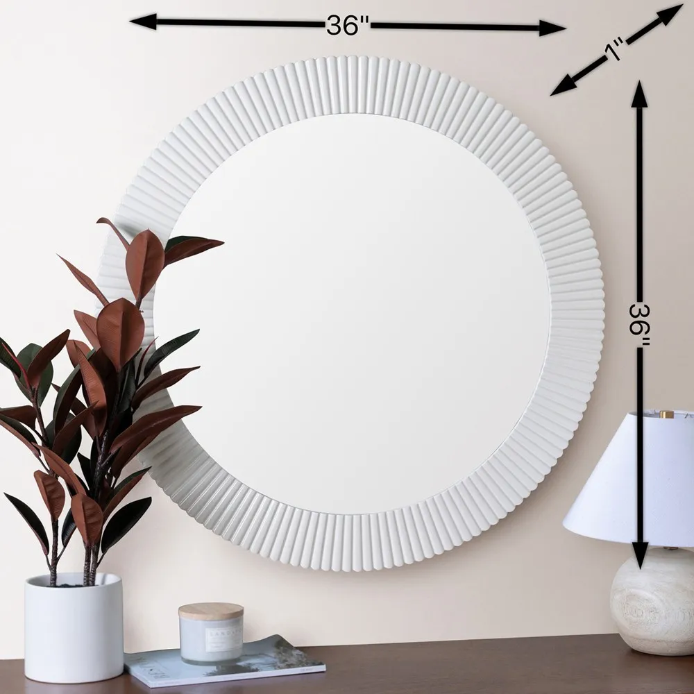 Atasha Round Wall Mirror - White