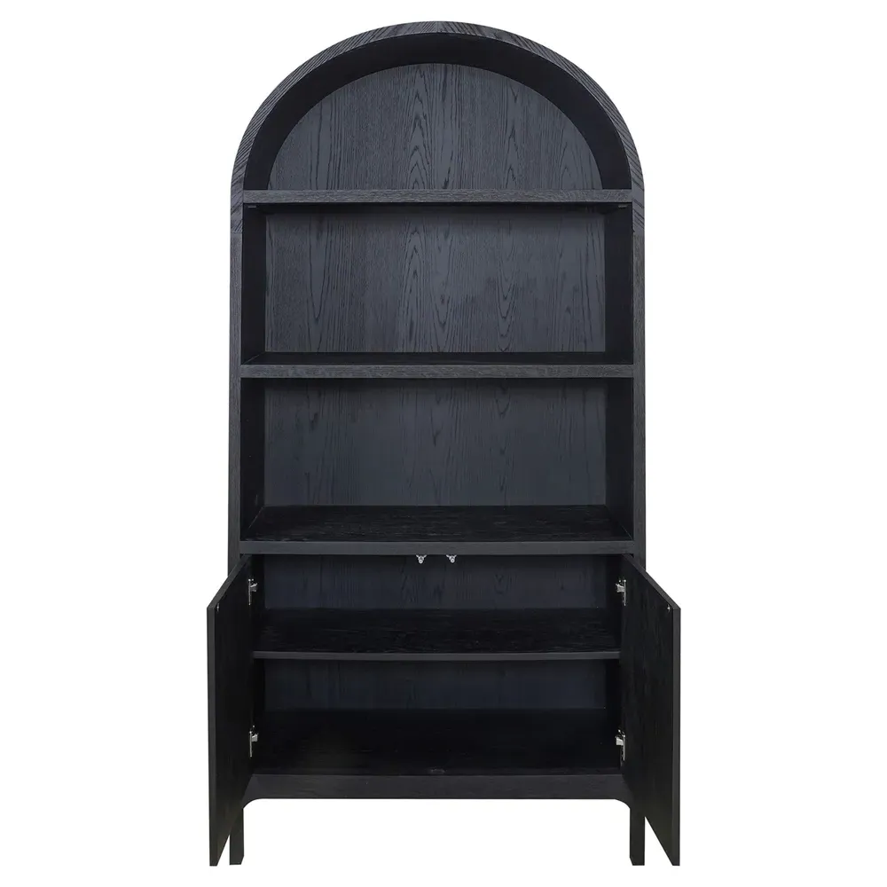 Athanasia 2 Door Display Case - Black, Oak