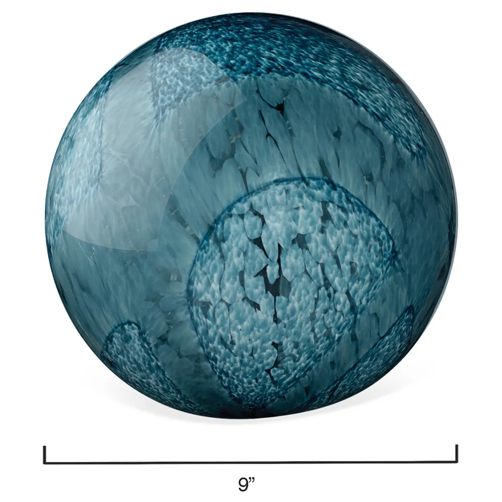 Athena Hand Blown Glass Orb Sculpture Set - Blue