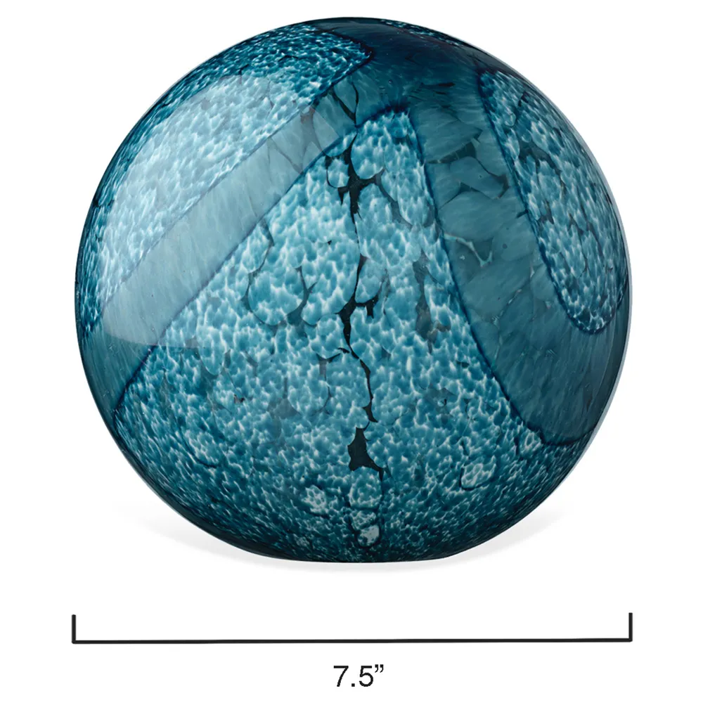 Athena Hand Blown Glass Orb Sculpture Set - Blue