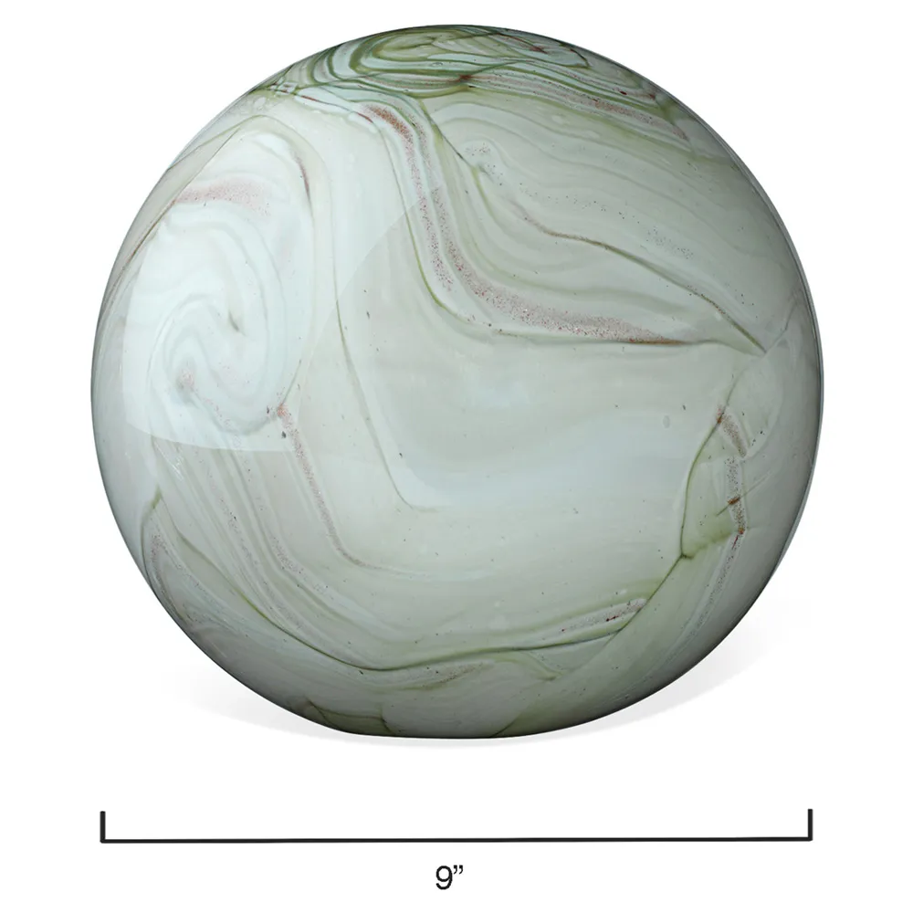 Athena Hand Blown Glass Orb Sculpture Set - Green