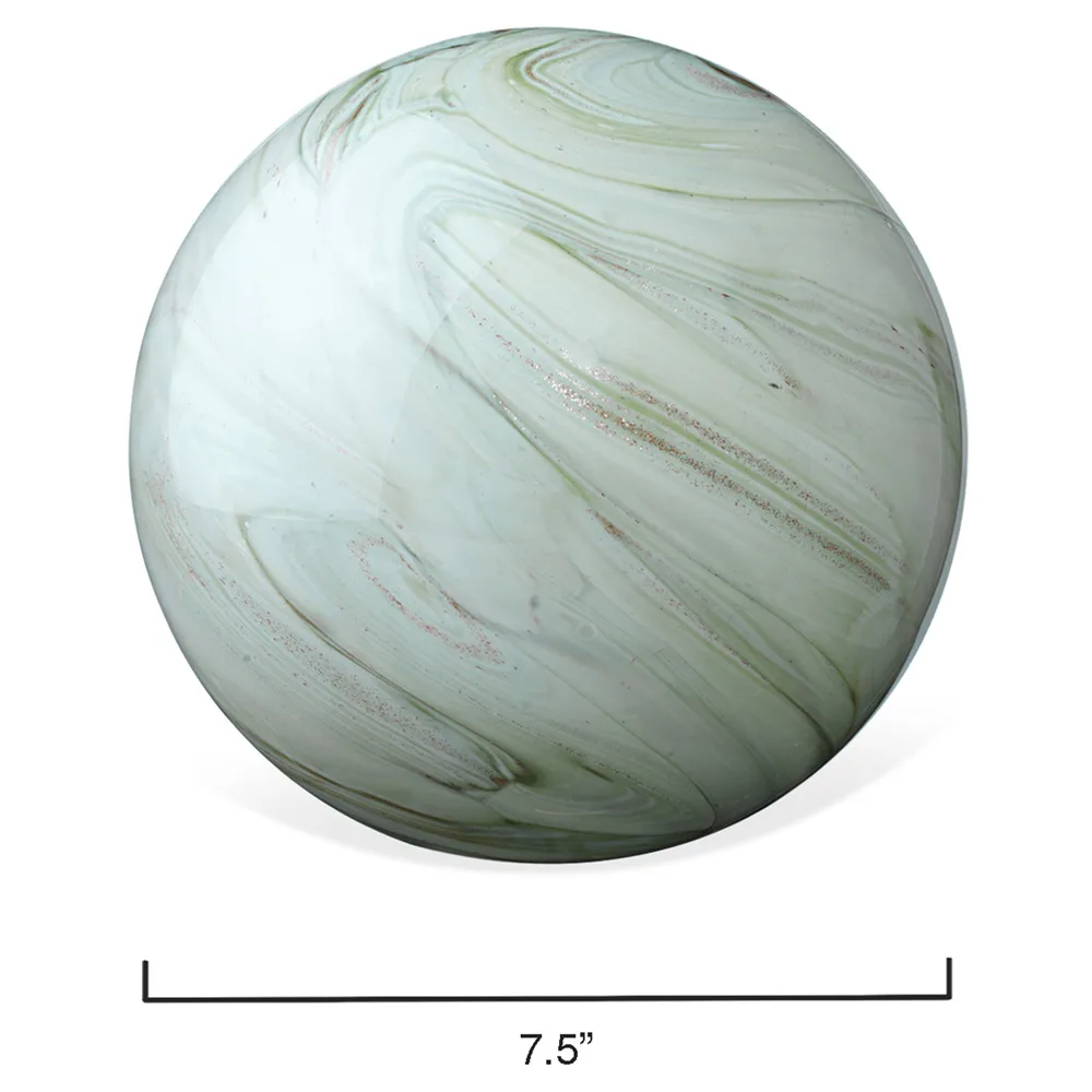 Athena Hand Blown Glass Orb Sculpture Set - Green