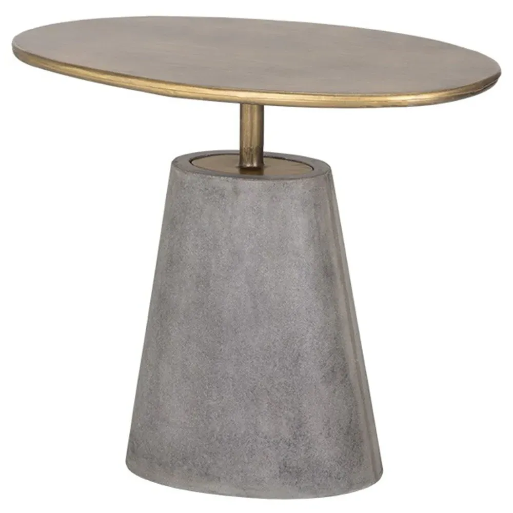 Atholl Oval End Table - Grey, Steel