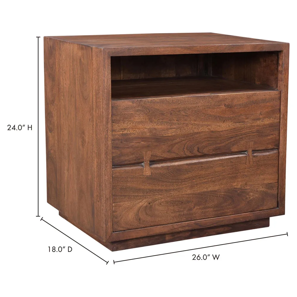 Atlas 1 Drawer Nightstand - Light Brown, Acacia Wood