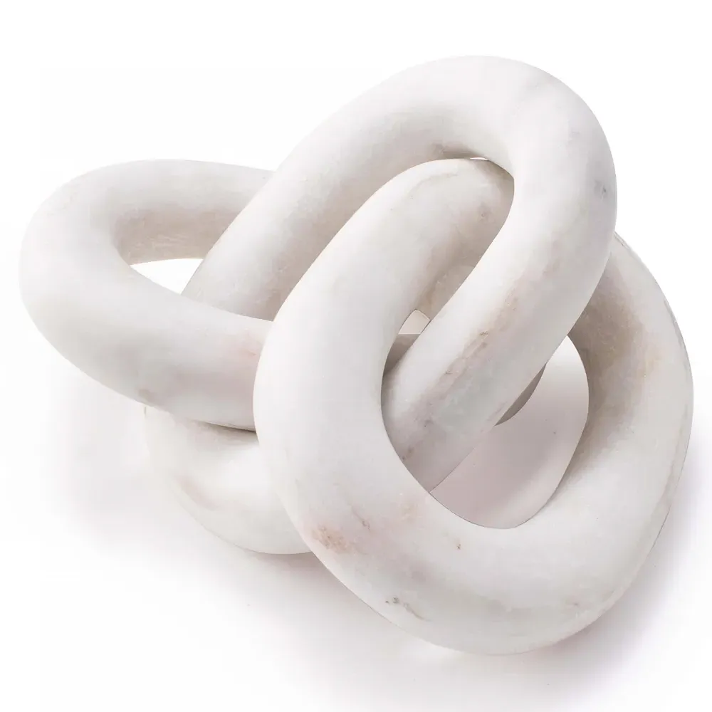 Atlas Chain Link Accent Sculpture - White, Marble