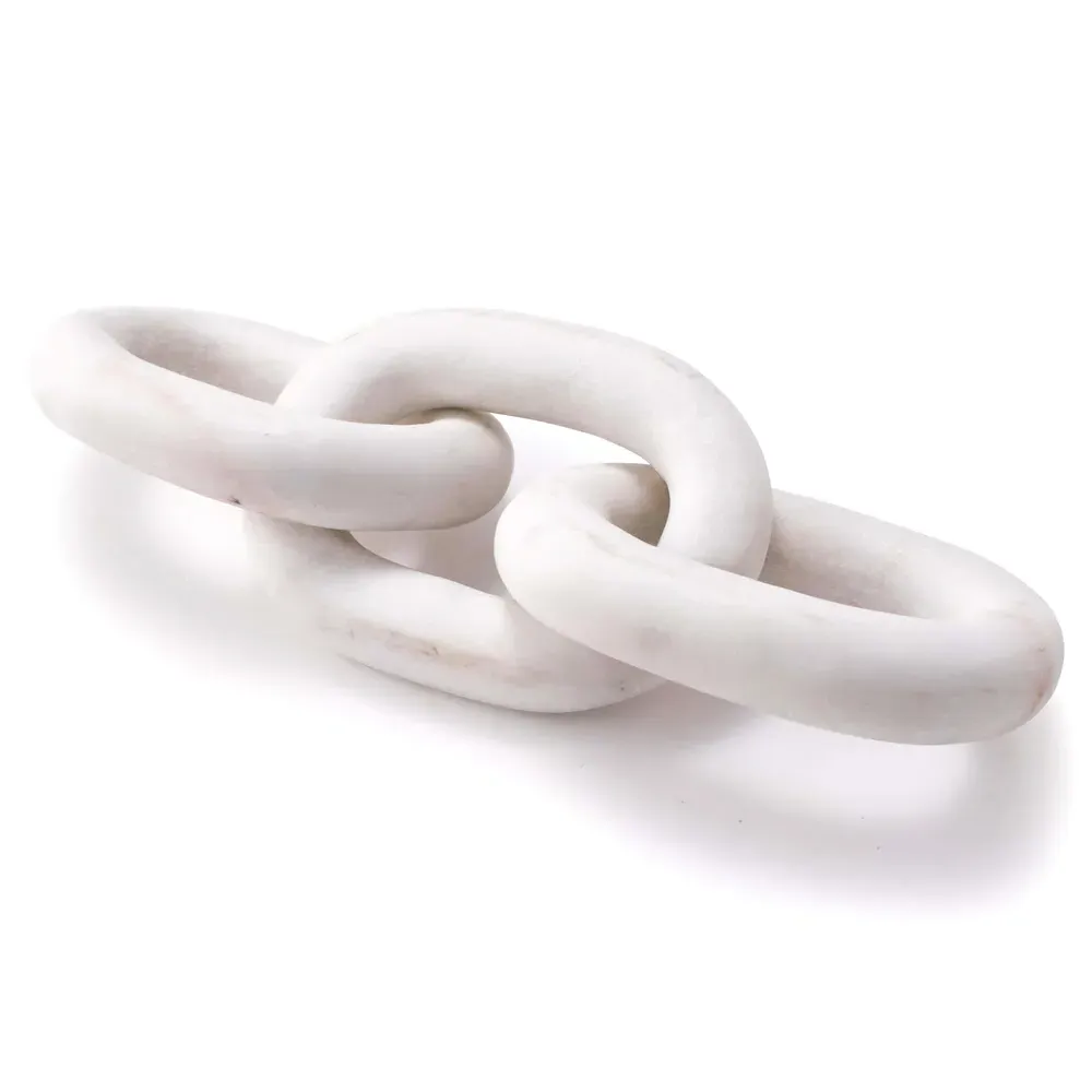 Atlas Chain Link Accent Sculpture - White, Marble image