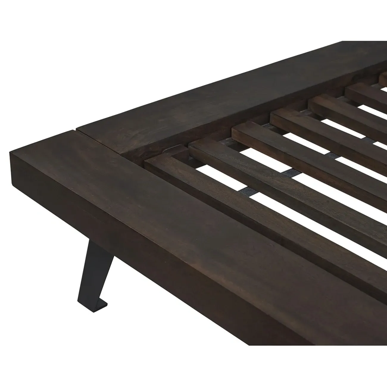 Atlas King Size Bed Frame - Dark Brown, Acacia Wood