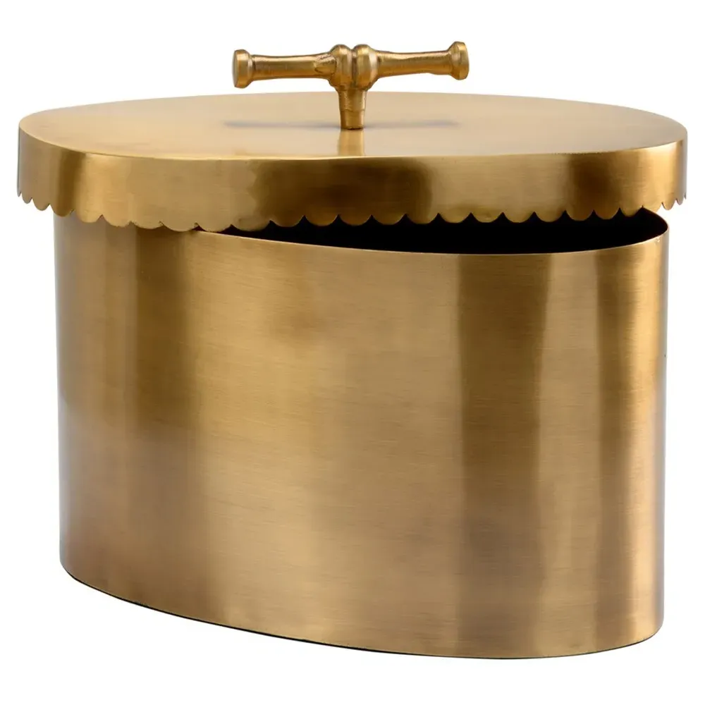 Atlas Large Oval Decorative Box - Antique Gold, Brass