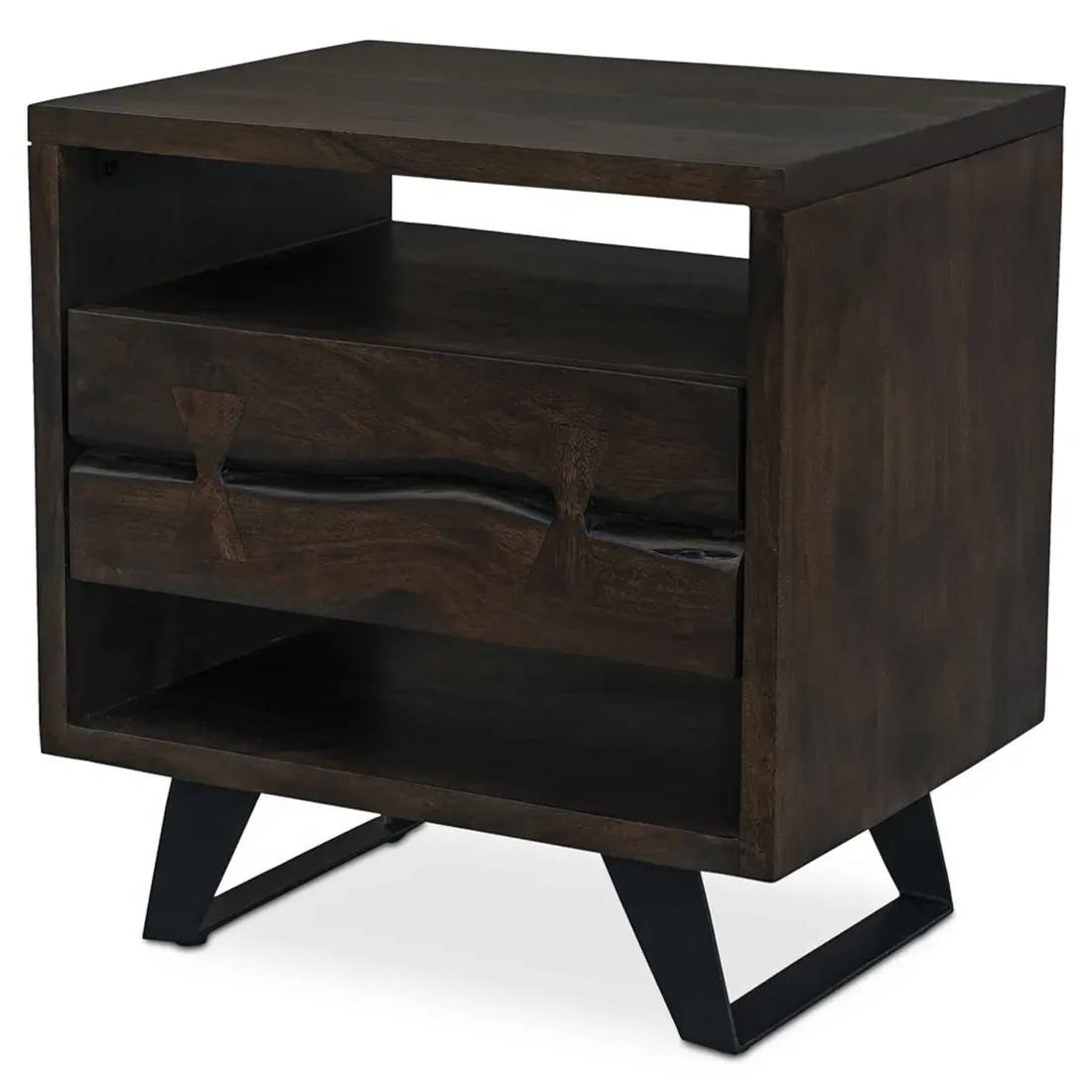 Atlas Nightstand - Dark Brown, Acacia Wood