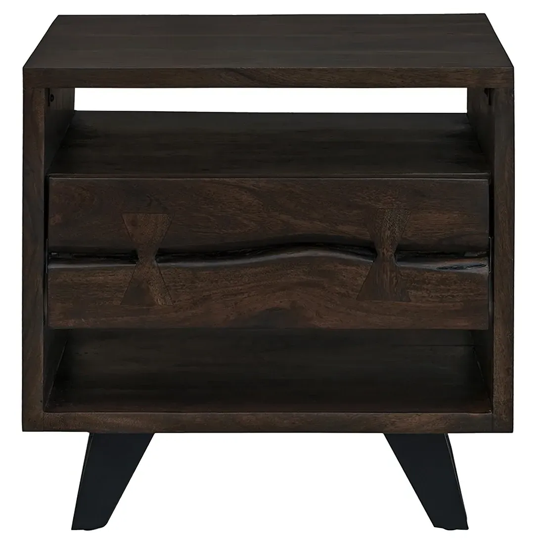 Atlas Nightstand - Dark Brown, Acacia Wood image