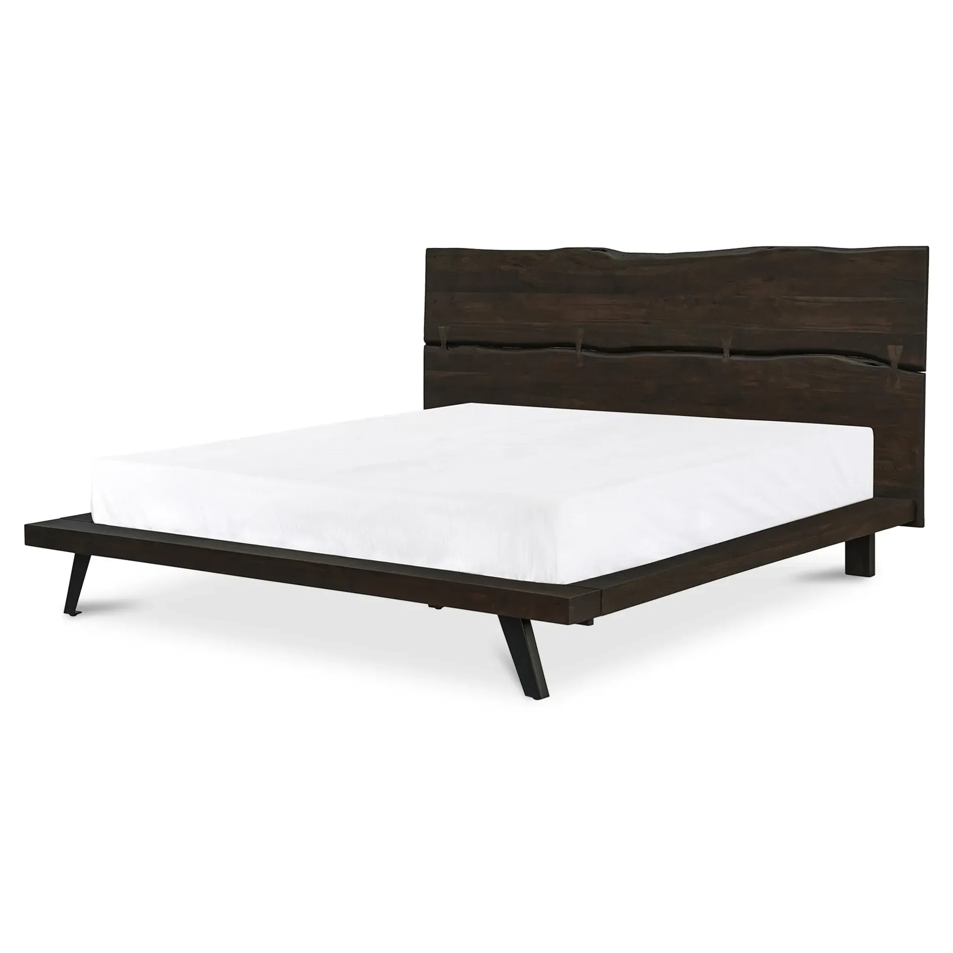 Atlas Queen Size Bed Frame - Dark Brown, Acacia Wood