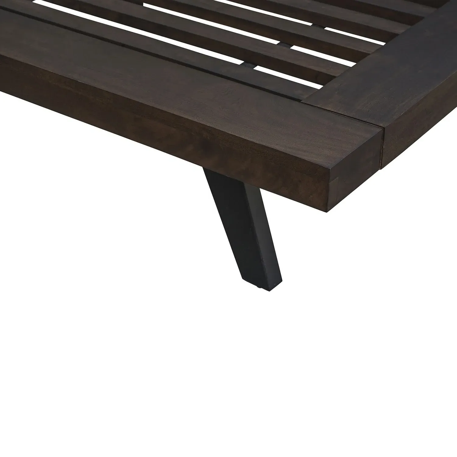 Atlas Queen Size Bed Frame - Dark Brown, Acacia Wood