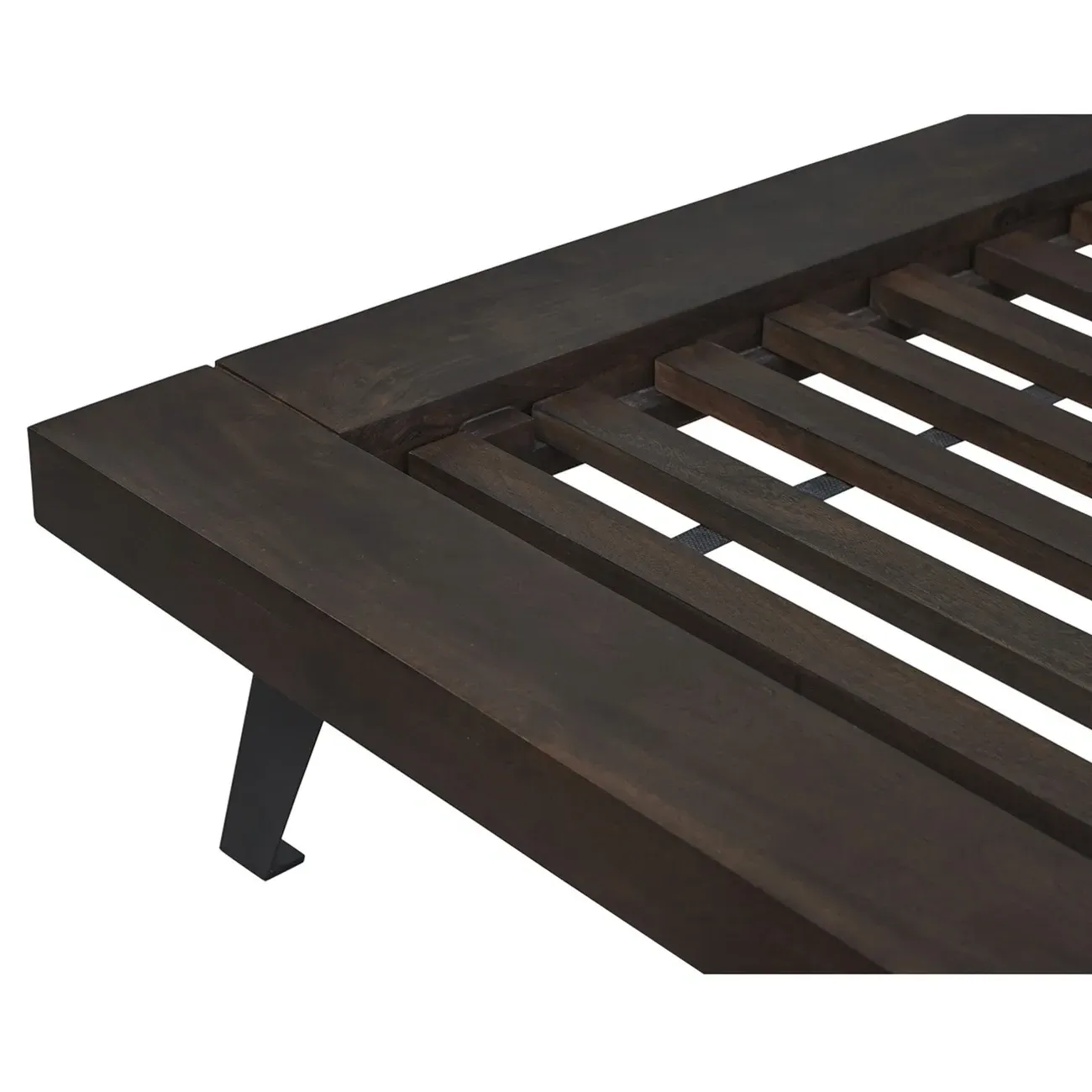 Atlas Queen Size Bed Frame - Dark Brown, Acacia Wood