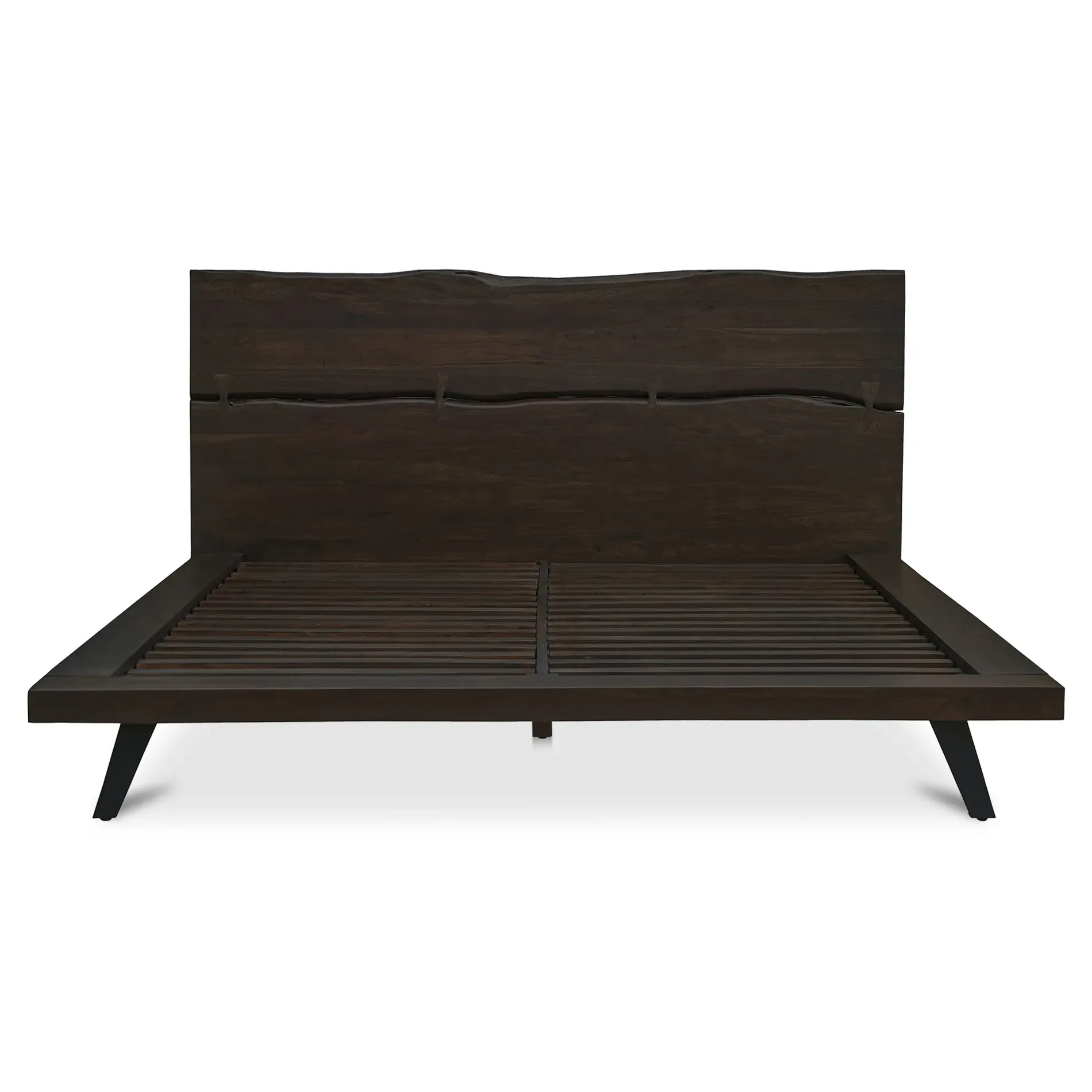 Atlas Queen Size Bed Frame - Dark Brown, Acacia Wood